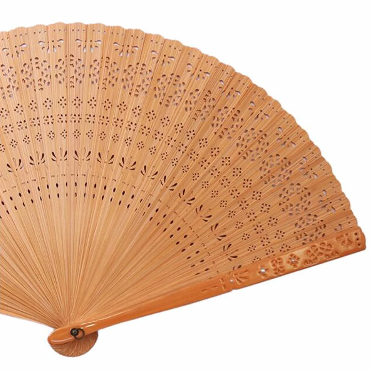 Składany wentylator Retro Hanfu Cheongsam Akcesoria Hollow Fan Pearl Full Bamboo Summer (kolor: B) little surprise