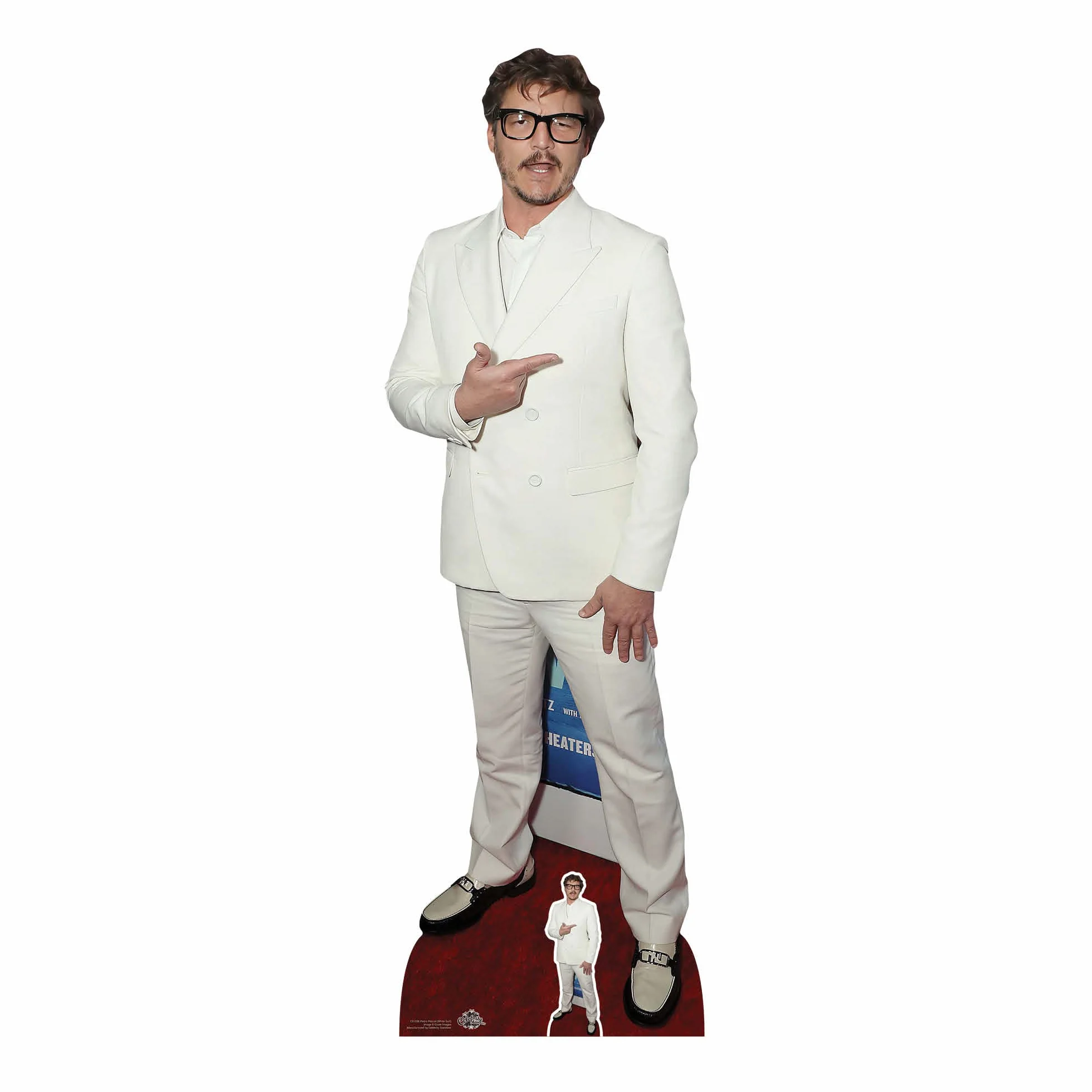 Star Cutouts CS1066 Pedro Pascal biały garnitur Lifesize kartonowe wycięcie z mini
