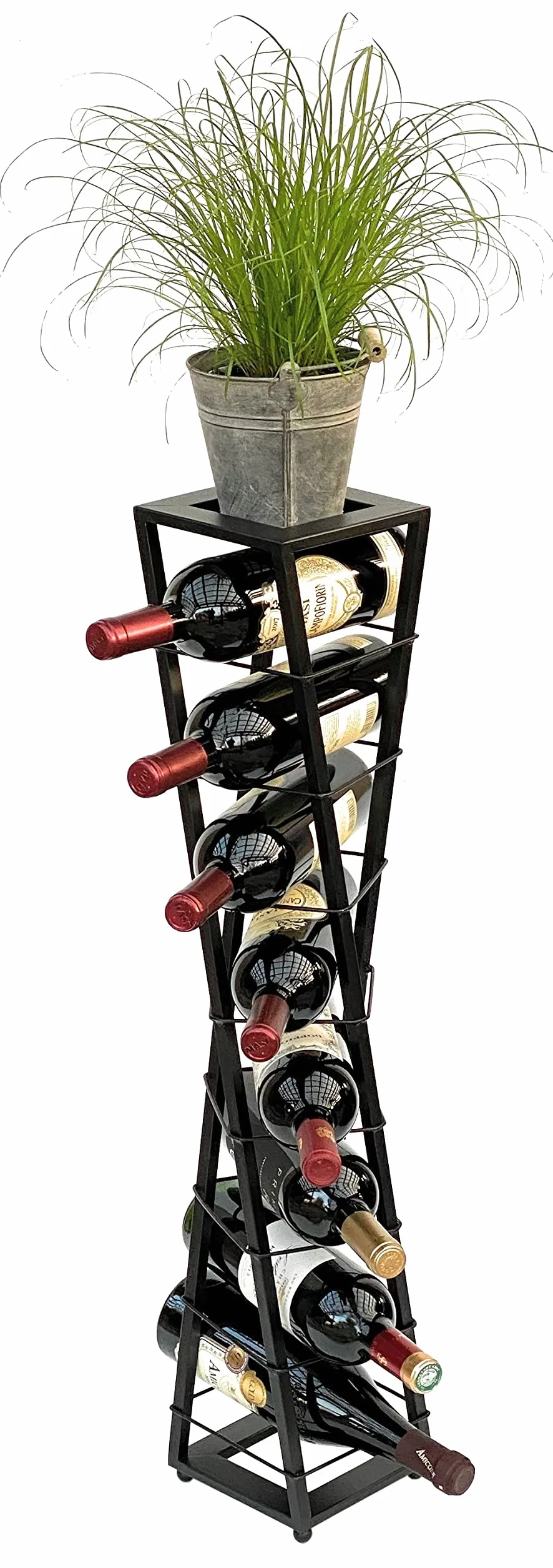 DanDiBo Esperanza Design stojak na wino, metalowy, czarny stojak na kwiaty, 80 cm, stojak na butelki, stojak na butelki, czarny stojak na kwiaty