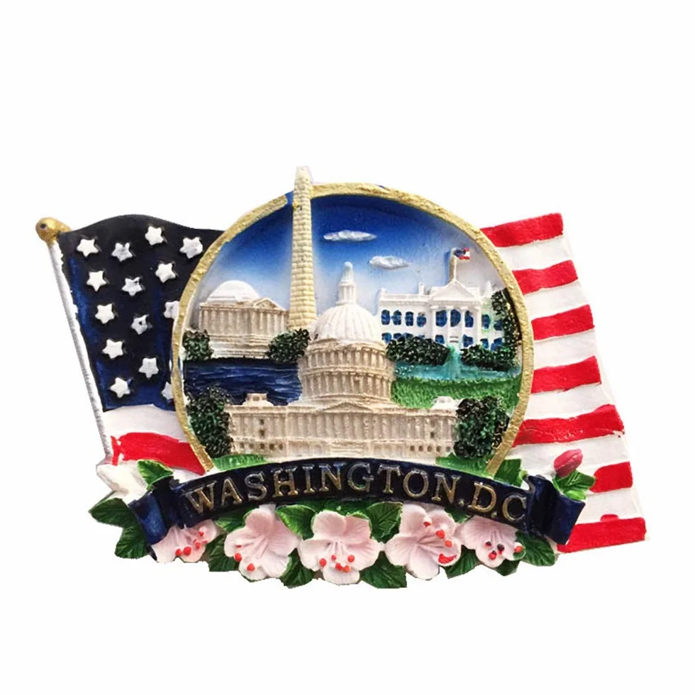 Stolica Stanów Zjednoczonych Waszyngton pomnik Waszyngton D.C. Ameryka USA magnes na lodówkę 3D żywica ręcznie robiona rękodzieło turystyczne podróż miasto pamiątka kolekcja list naklejka na lodówkę