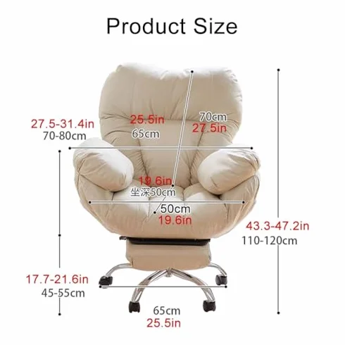 Ergonomiczne krzesło dla graczy z podnóżkiem, leżanka, krzesło biurowe, do sypialni i gabinetu, regulowane oparcie, wygodne, jasnoszare, krzesło komputerowe