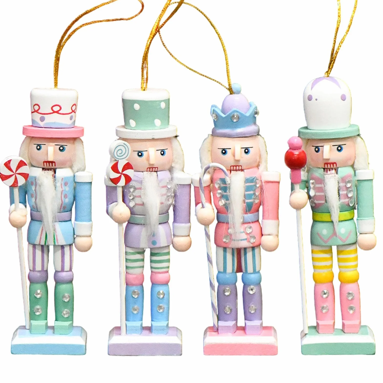 Christmas Ornaments Nutcracker | Nutcracker Soldier Figures | Wooden Candy Color Nutcracker | Decorative Tabletop Nutcracker | Holiday Tabletop Figurines | Nostalgic Charm for Christmas Decorations