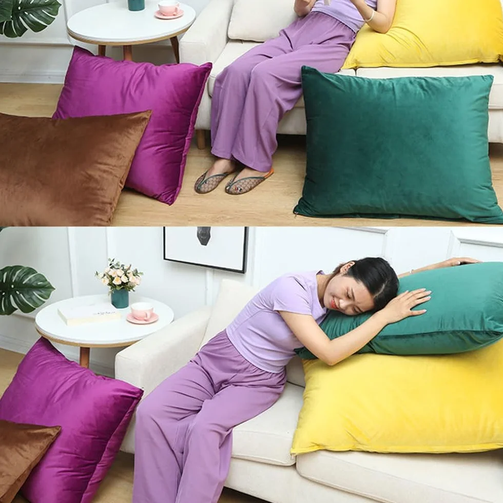 Kanapa Poszewki Na Poduszki Zestaw 2 Dekoracyjne Poszewki Na Poduszki Miękkie Aksamitne Poszewki Na Poduszki Standard Queen King Size Do Salonu Kanapa Sofa Łóżko(Beige,50x70 cm Set of 2)