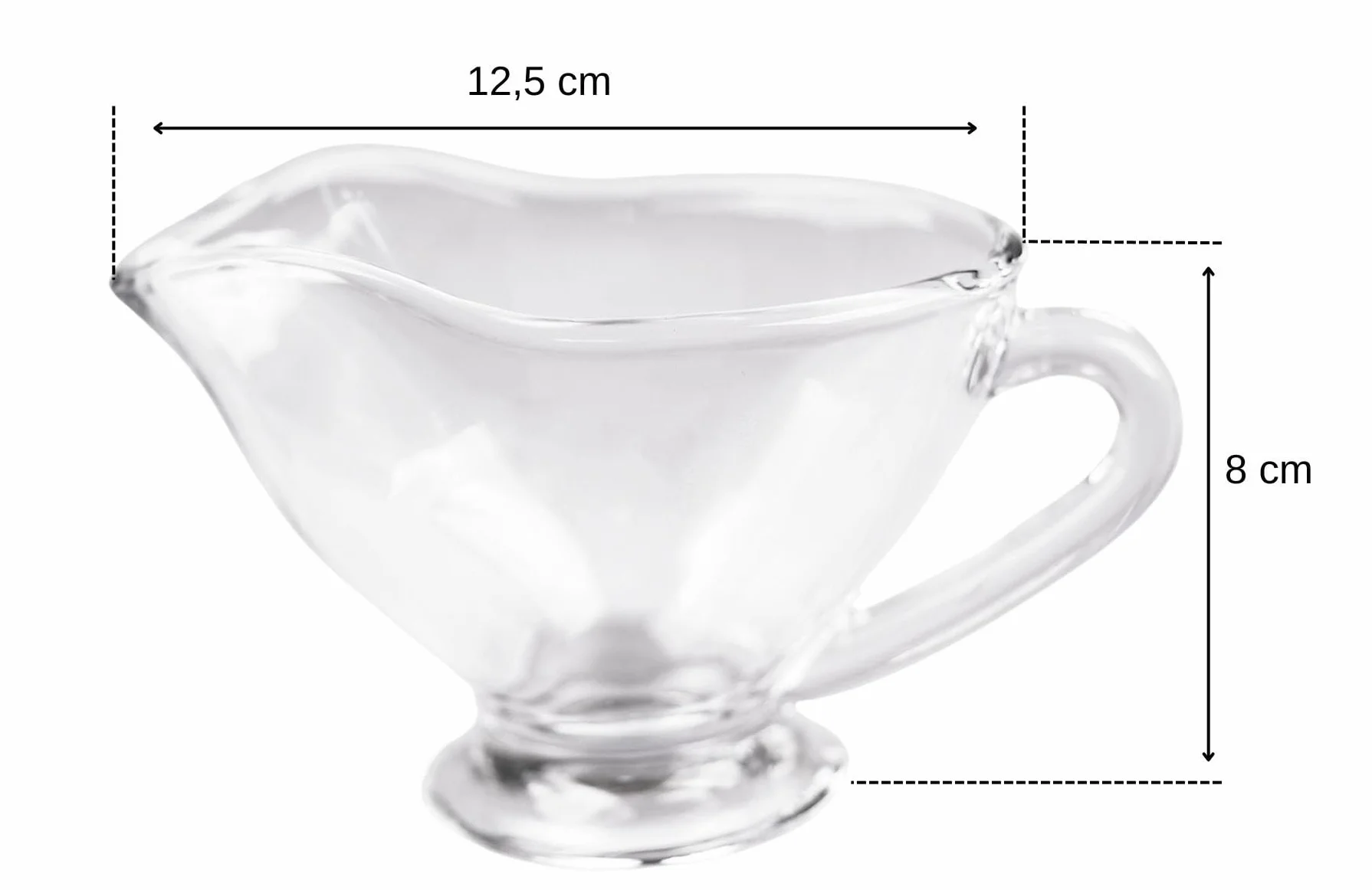 OMAGO® Szklana sosjerka 160 ml z uchwytem, przezroczyste naczynie do sosów i dipów, elegancki dzbanek stołowy