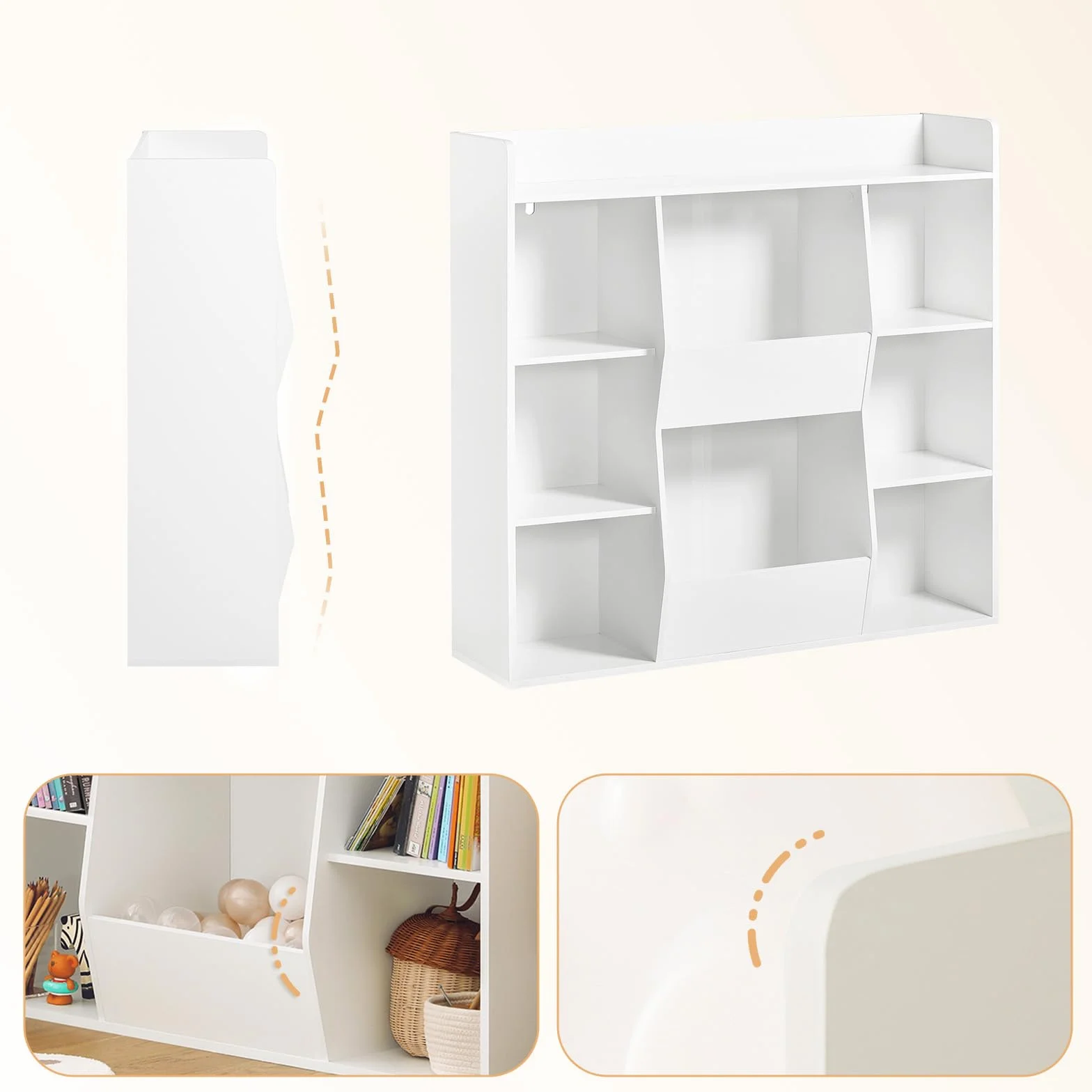 SoBuy Regał Dziecięcy na Książki z 8 Przegrodami, Biały 106x30x104 cm KMB55-W