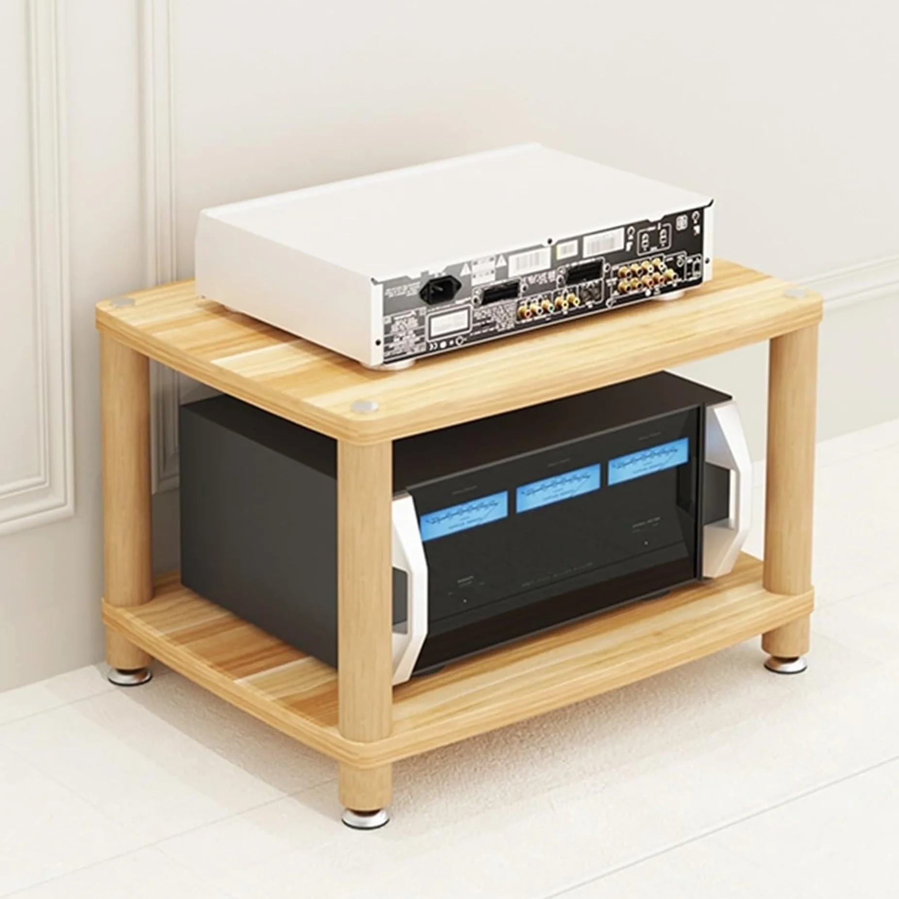 Szafka stereo stojak audio 2/3/4-poziomowy stojak multimedialny AV stojak konsola do gier wideo półka narożna centrum rozrywki drewniana półka audio-wideo uchwyt na odtwarzacz płyt Hifi stojak na
