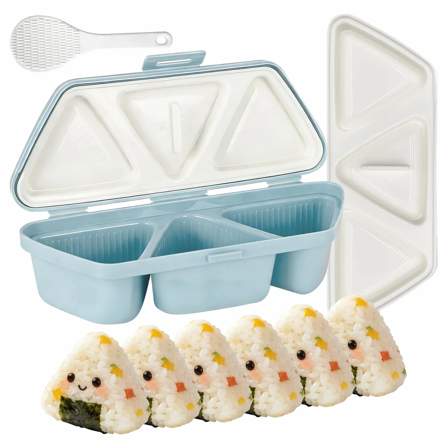 Forma na onigiri 6 w 1 Forma na trójkątne sushi z łopatką Na wycieczki Pikniki Lunchbox Produkcja sushi Forma na ryżowe kule z algą