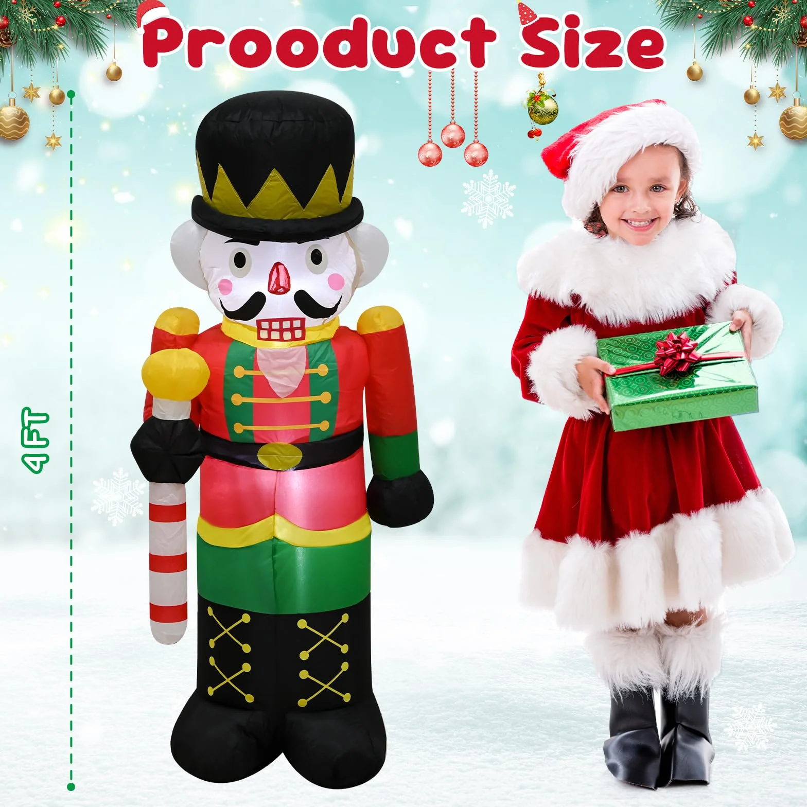 4FT (122 cm) Canghai dziadek do orzechów, nadmuchiwana dekoracja na święta, żołnierz, świetlne diody LED, nadmuchiwana dekoracja na wewnątrz i na zewnątrz, ozdoba na podwórko, nadmuchiwana dekoracja