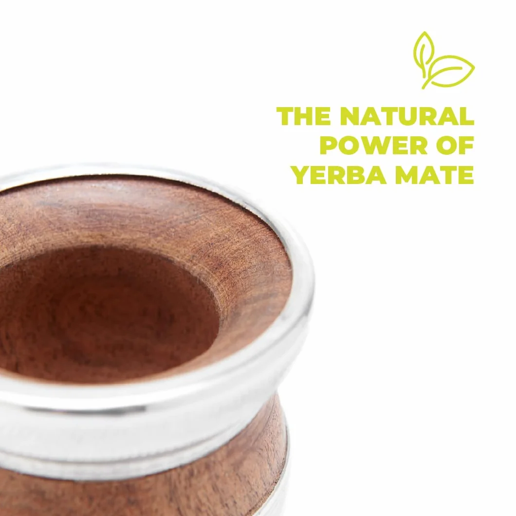 BALIBETOV Yerba Mate zestaw tykwy drewnianej – tradycyjny chleb świętojański i aluminiowy (kubek mate) z bombillą (słomka Yerba Mate) (drewno z aluminiową podstawą) (drewno karobowe z aluminiową