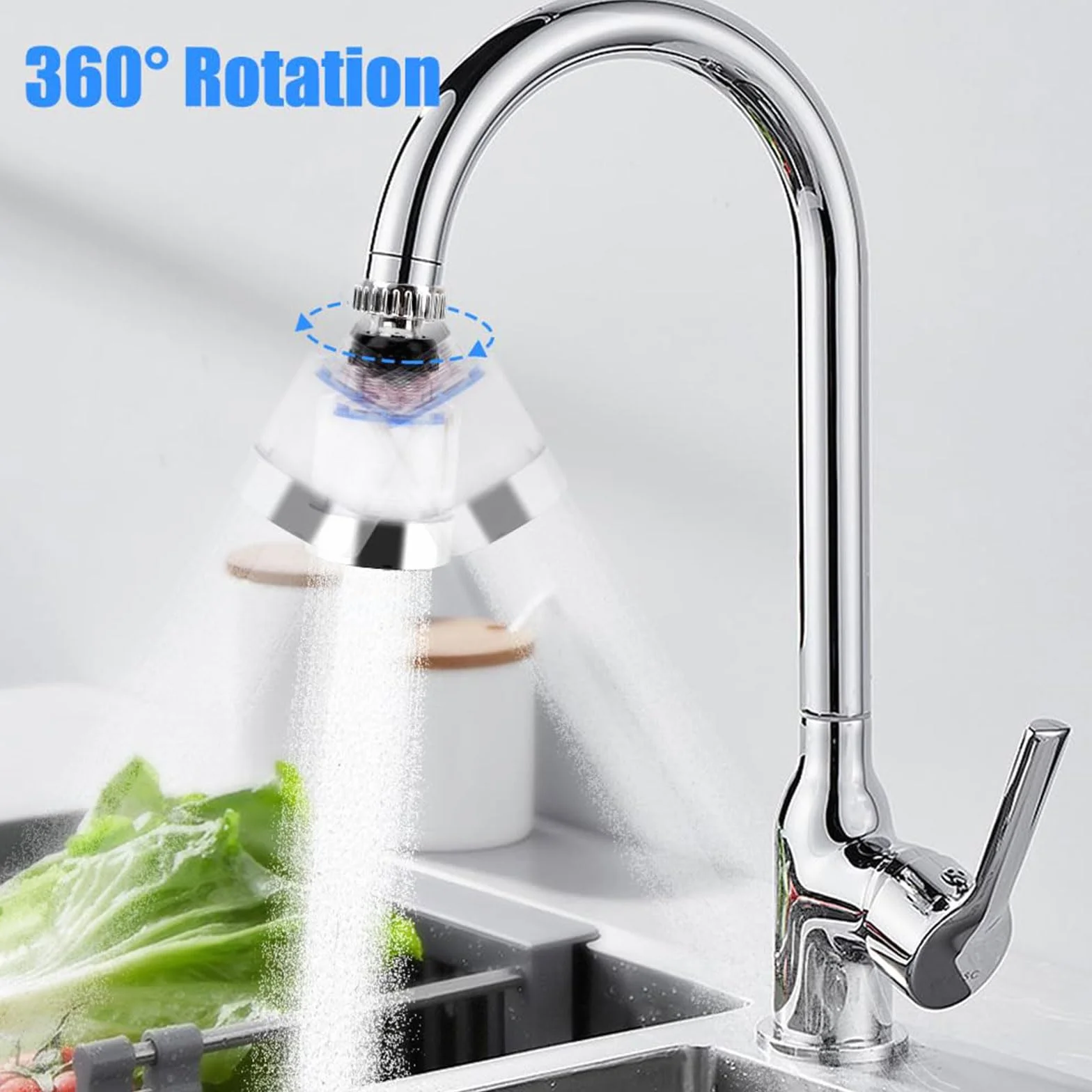 JOYOLA 2 sztuki filtrów do wody, kran, filtr do wody pitnej 360°, z 5 elementami filtrującymi z bawełny PP, do domu, kuchni, łazienki, umywalki