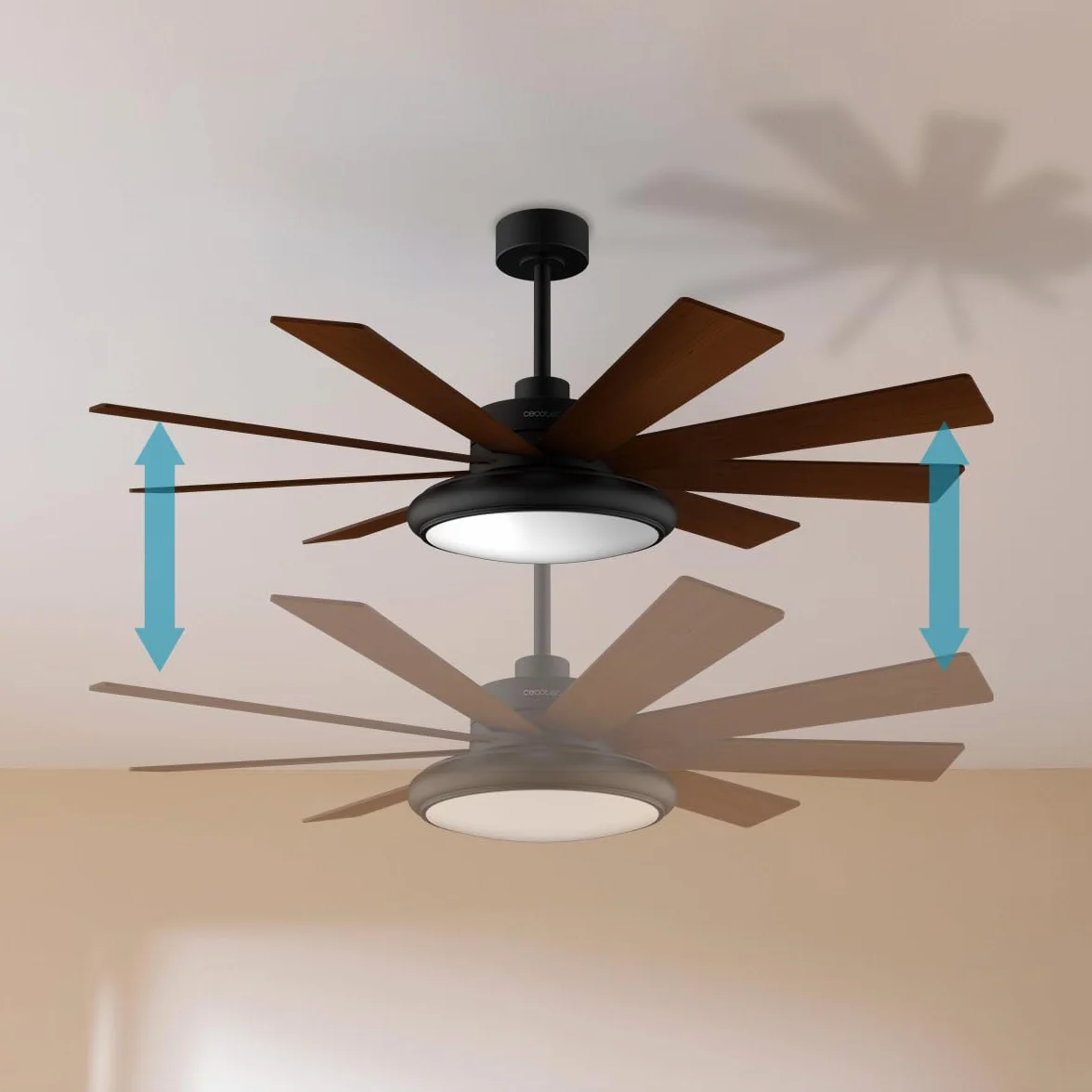 Cecotec - Wentylator sufitowy EnergySilence Aero 7000 Light Pro z oświetleniem - 36 W i 70" z oświetleniem LED 32 W, pilot zdalnego sterowania, 6 prędkości, 9 łopatek, tryb zima-lato
