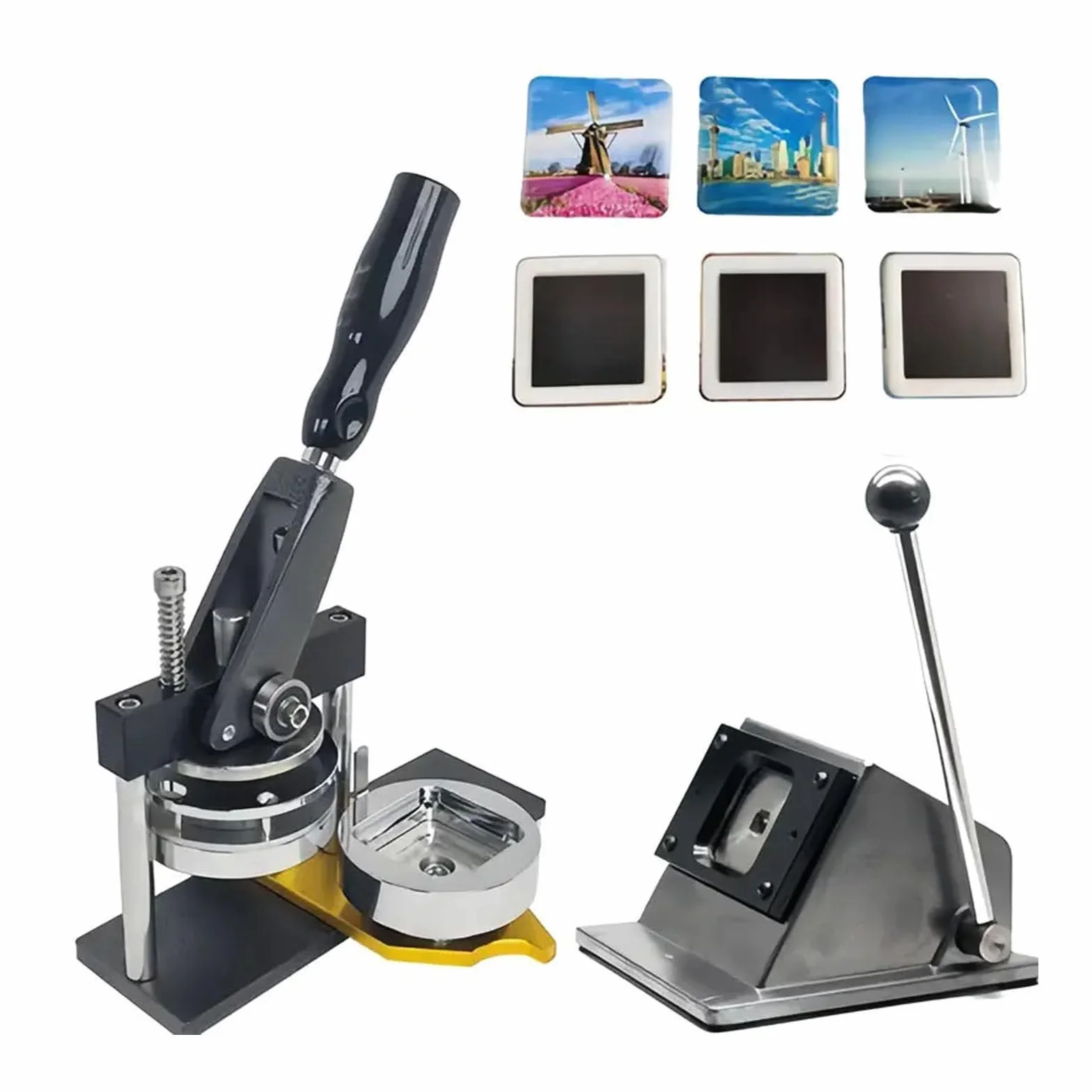 Profesjonalna Prasa Do Kwadratowych Odznak Diy, Zestaw Maszyn Do Produkcji MagnesóW Na ZdjęCia, 2 * 2 Cale/5 * 5 Cm Hd Maszyna Do Produkcji MagnesóW Na LodóWkę Z 100 Zestawami MateriałóW