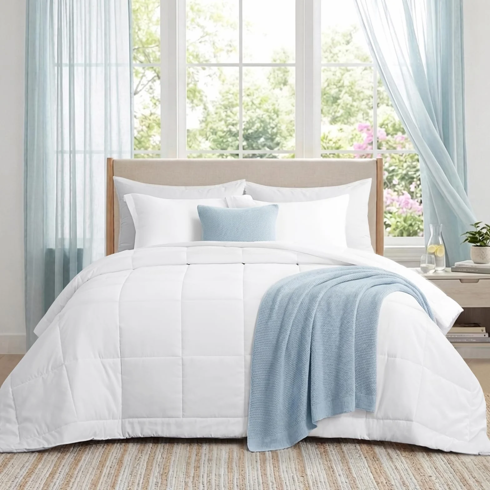 RUIKASI Letnie łóżko podwójne 220 x 240 cm - lekka kołdra 220 x 240 cm kołdra z mikrofibry Duvet 150 g/m2