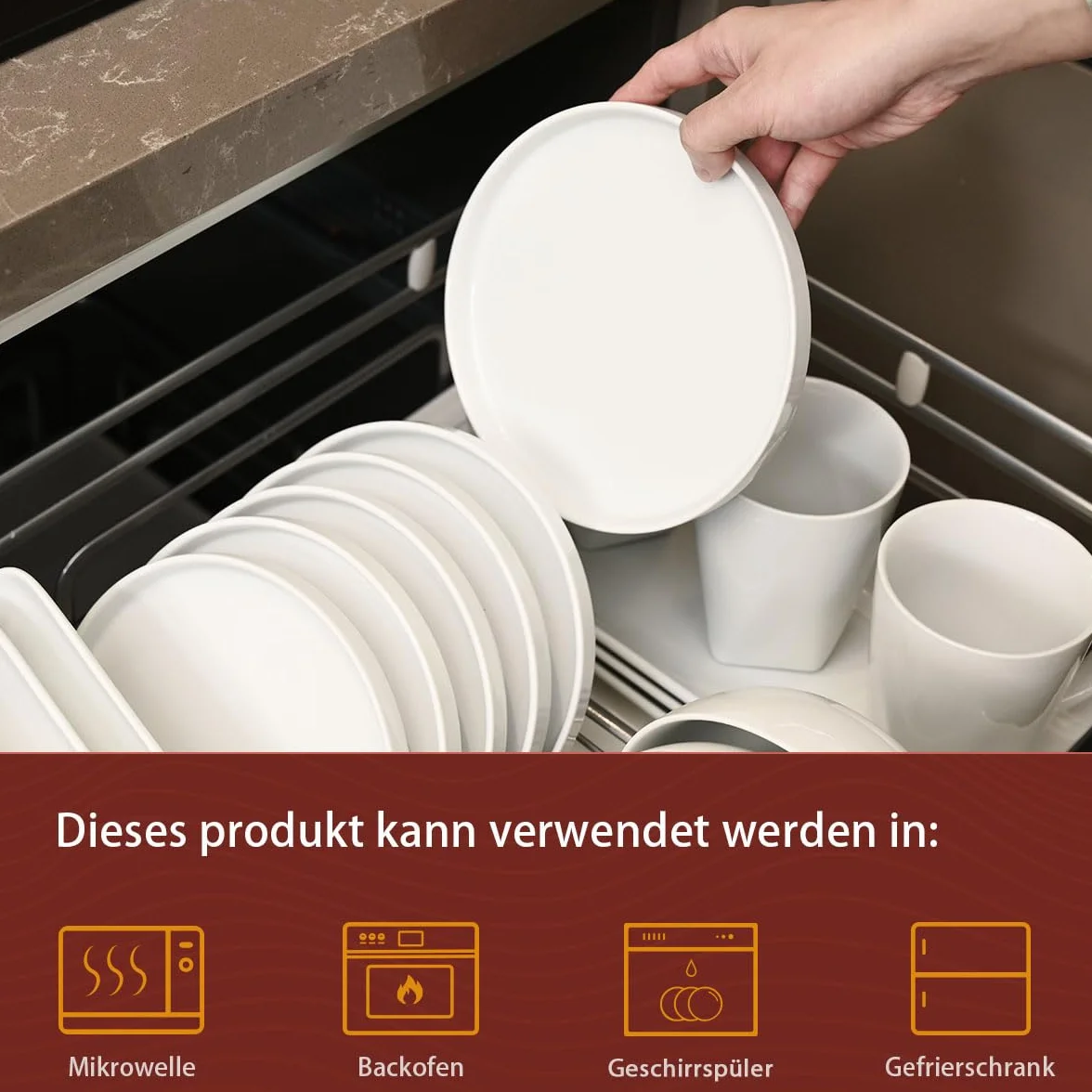 WishDeco Zestaw 6 talerzy deserowych, biała porcelanowa talerz 18 cm, mały okrągły talerz z krawędzią, naczynia ceramiczne na ciasto, chleb, sałatkę, makaron, owoce