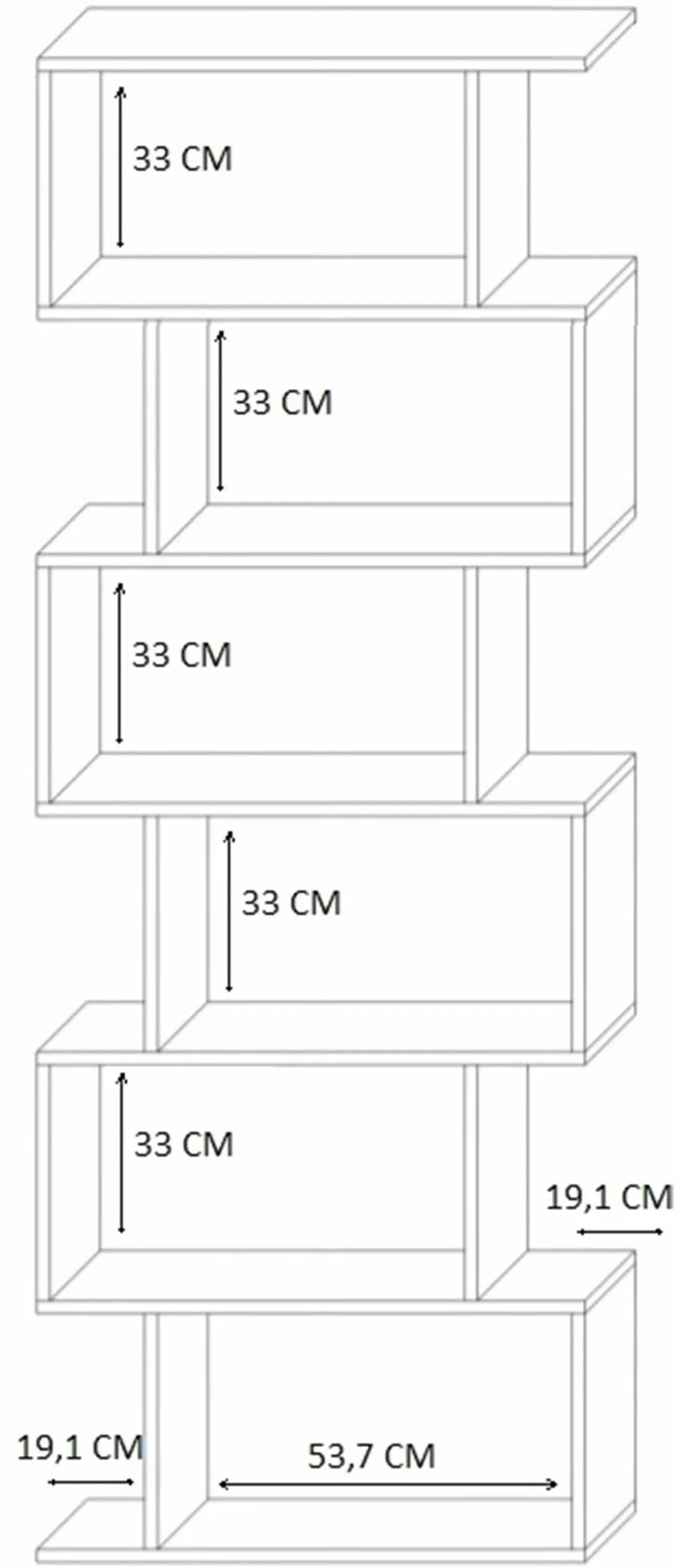 MATKAM BASK Regał na książki MAX z płyt wiórowych, szer./wys./głęb. 76,4 x 210 x 28 cm, regał stojący, regał kostkowy, wolnostojący, idealny jako ścianka działowa (kaszmir)