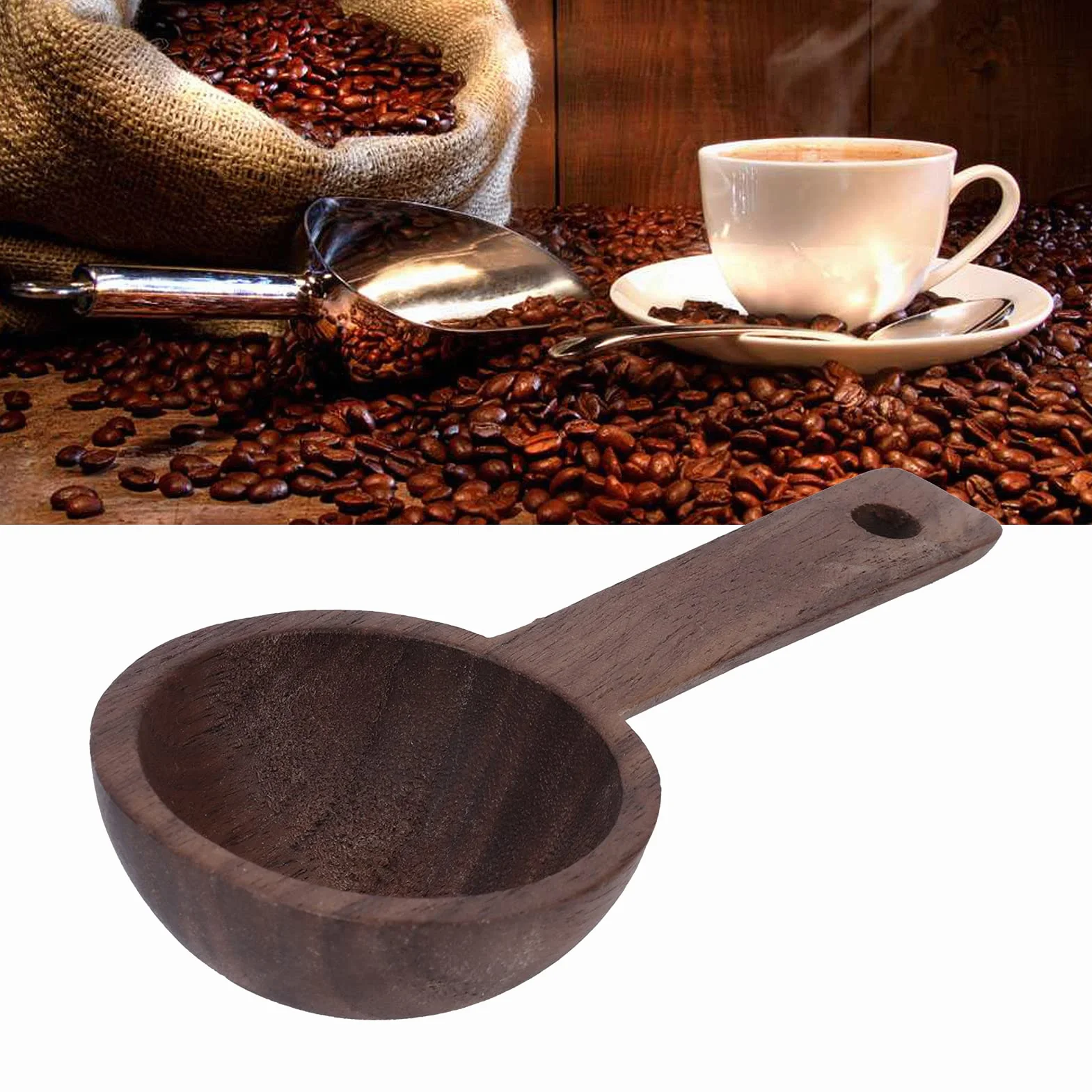 Drewno Orzechowe Łyżki Pomiarowe do Kawy Łyżeczki do Kawy Herbata Cukier Mąka Przyprawy Trwałe Artystyczne Ekologiczne ((1 na sprzedaż) #2 108mm drewno orzechowe)