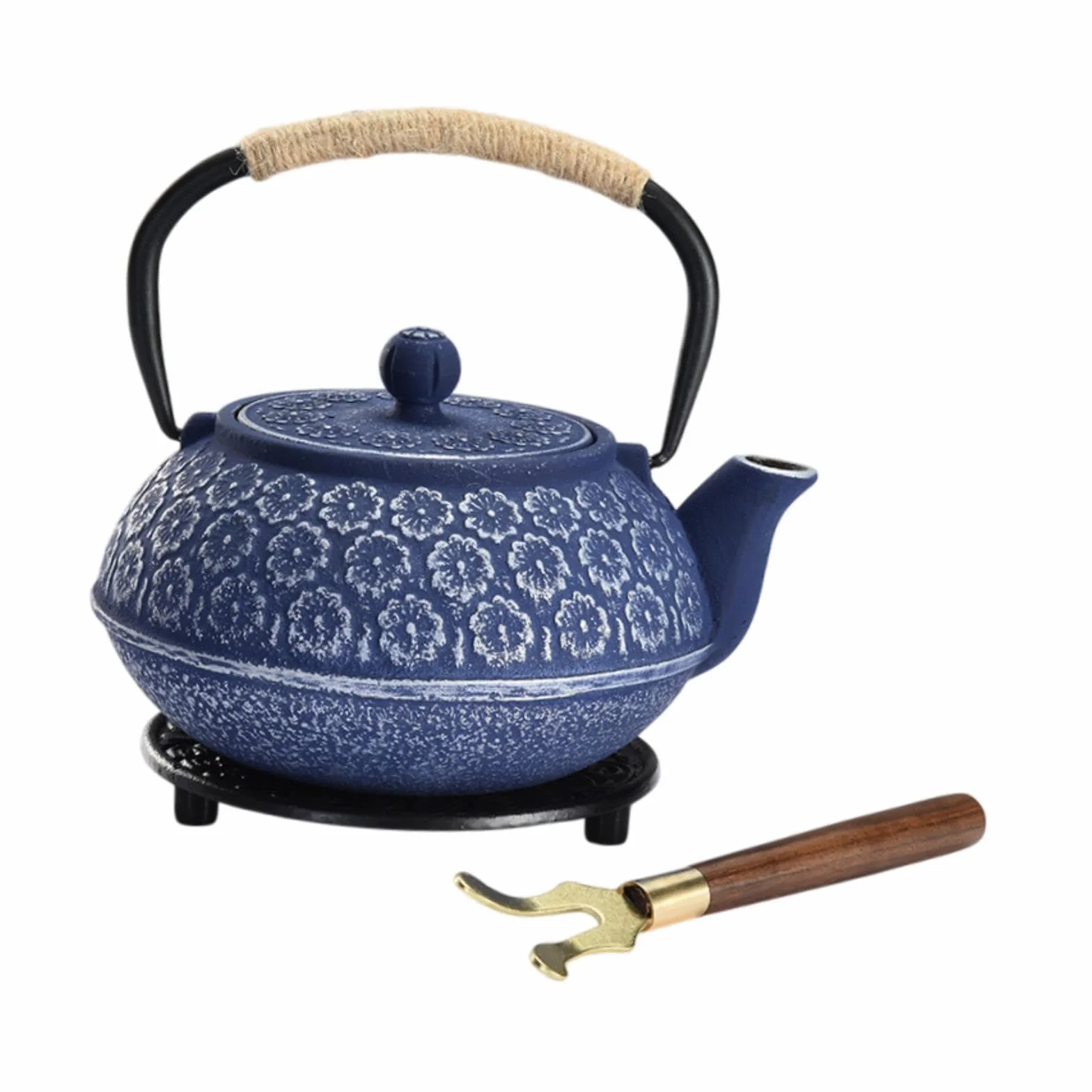 Żeliwny dzbanek do herbaty, 900 ml, z sitkiem do herbaty ze stali nierdzewnej, japoński dzbanek do herbaty emaliowany wewnątrz, do kawy, torebki herbaty, grillowania na świeżym powietrzu