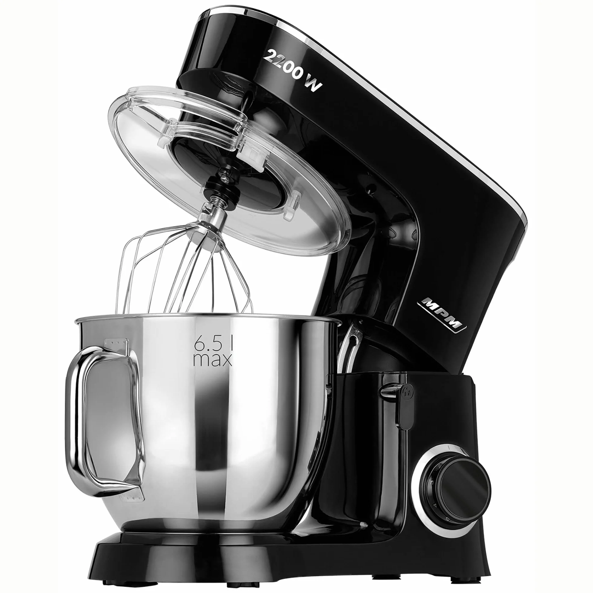 MPM MRK-19B robot kuchenny, piekarnia, profesjonalny blender, ugniatarka, ciasto, orbital + waga, 2200 W, maks. 6,5 l, miska ze stali nierdzewnej, 6 stopni prędkości + funkcja pulsu, system
