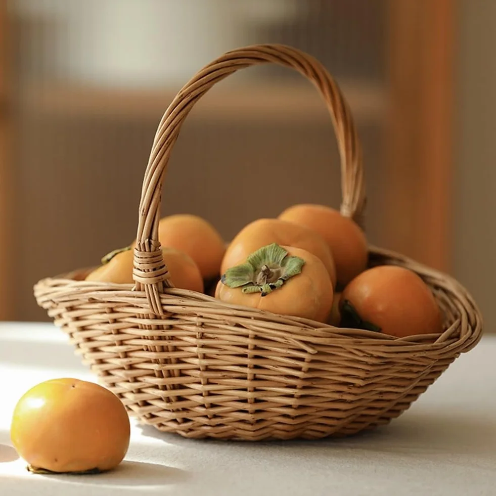 Wiklinowy kosz na zakupy z uchwytem, kosz prezentowy, kosze piknikowe, kosz kuchenny, mały