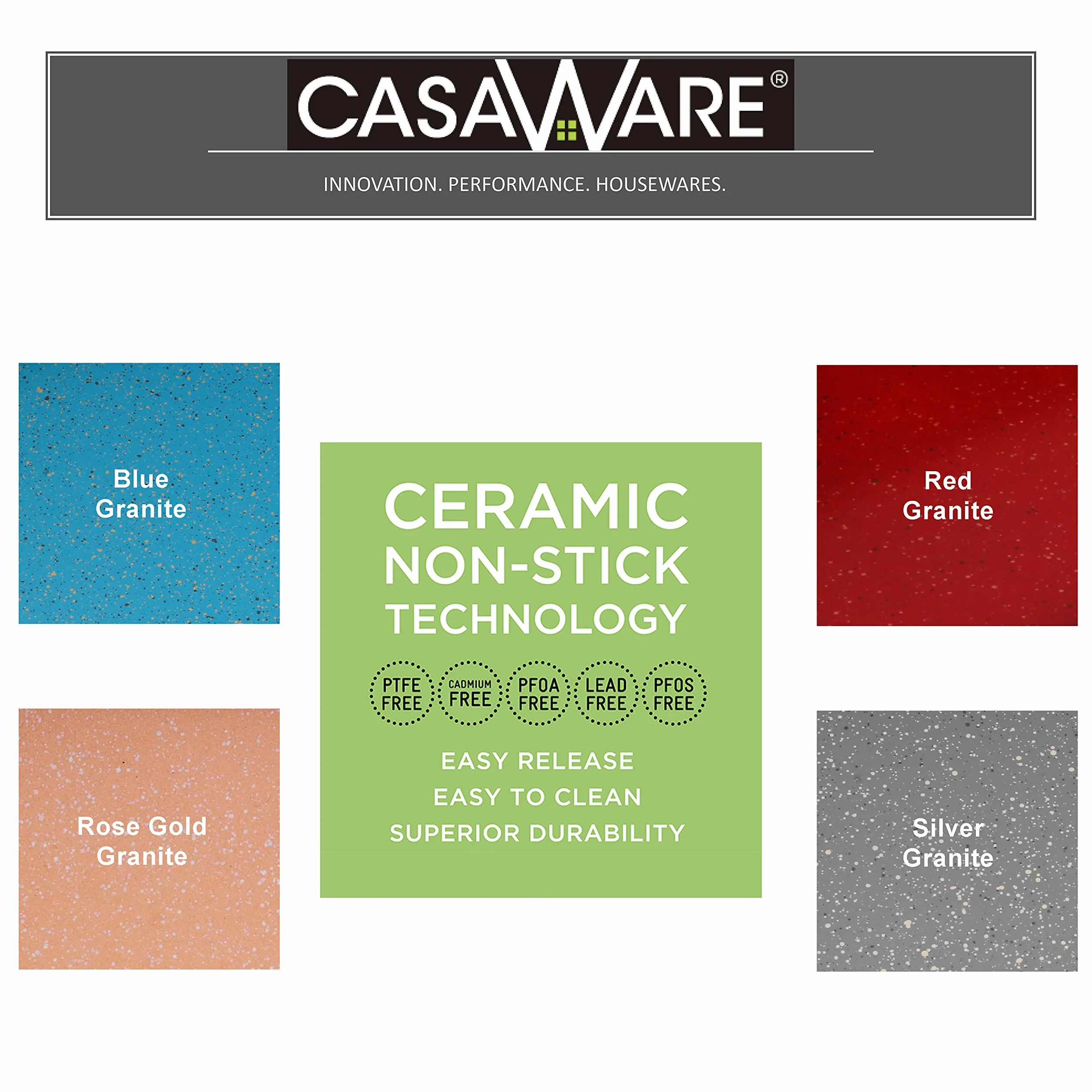 casaWare Toster Piekarnik 6 filiżanek muffinek patelnia nieprzywierająca powłoka ceramiczna (srebrny granit)