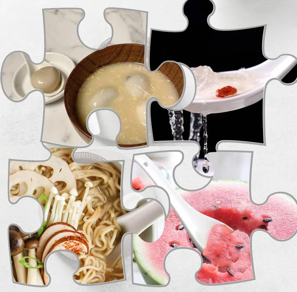 LATRAT 6 x ceramiczne łyżki do zupy, łyżki do zupy, zestaw łyżek porcelanowych, łyżki do serwowania miski ryżu, ramen, przystawki, deser, biały