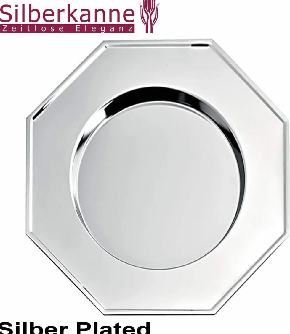 Talerz 30 cm ośmiokątny srebrny platerowany posrebrzany w jakości premium