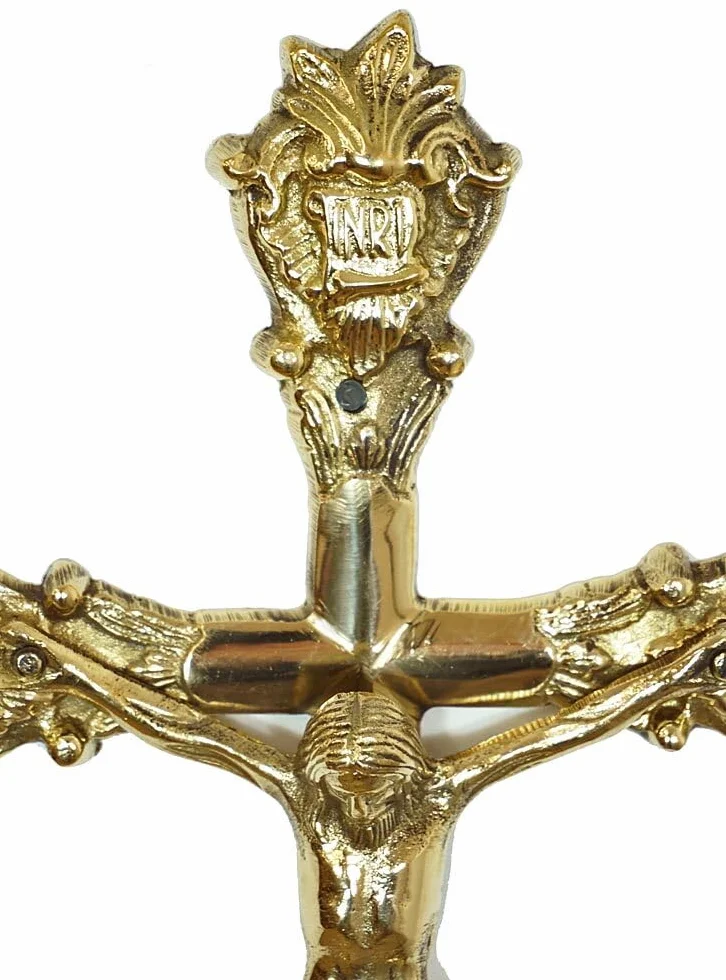 Krzyż ścienny z mosiądzu 32 cm krucyfiks Jezus Chrystus
