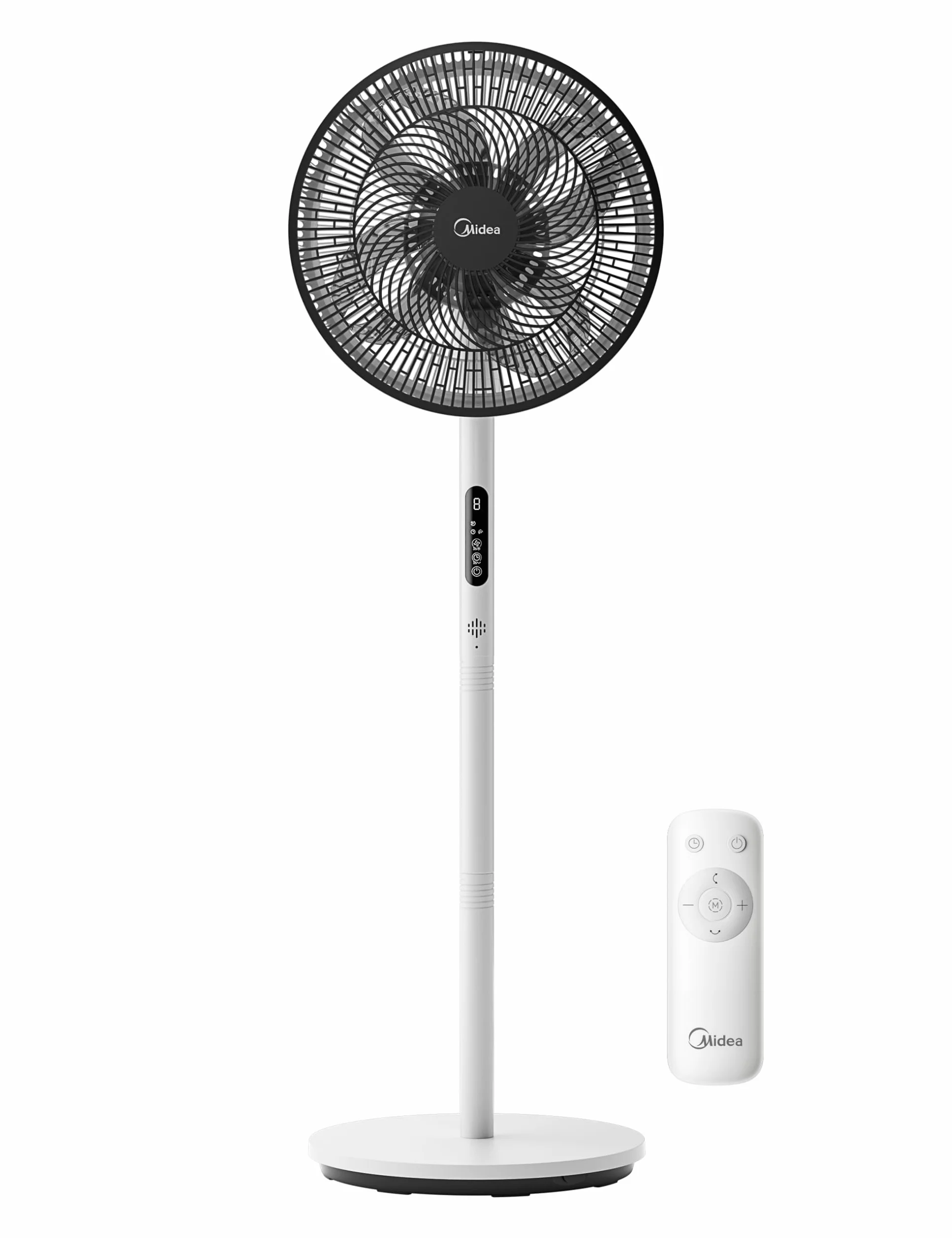 Midea FS35-26XRDSE(BW) Silnik prądu stałego, 8 łopatek, 9 poziomów prędkości, oscylacja 85°, 9-godzinny timer, regulacja wysokości