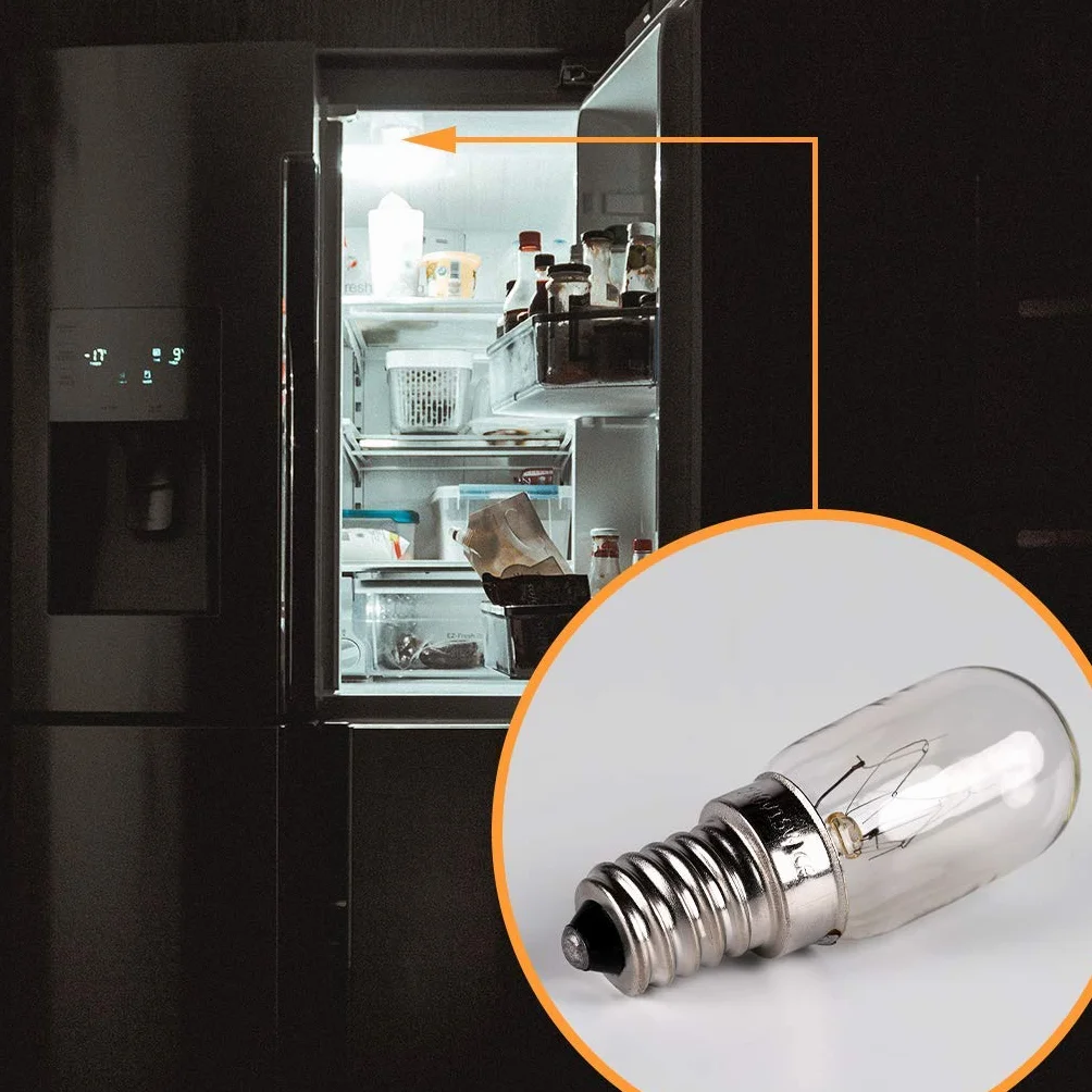 HEITECH lampa do lodówki, zestaw 2 sztuk, 15 W, E14, żarówka do maszyny do szycia, okapu kuchennego, witryny, lampy z kamienia solnego, lodówki, zamrażarki - lampa do lodówki z kapsułką T22, 50