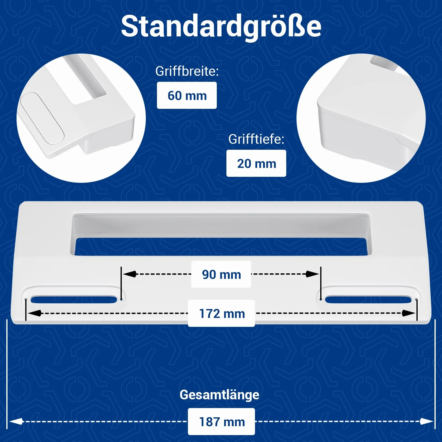 VIOKS Uchwyt do lodówki universalny 187 mm 90-172 mm – zestaw zamrażarki klamka drzwi 2 śruby