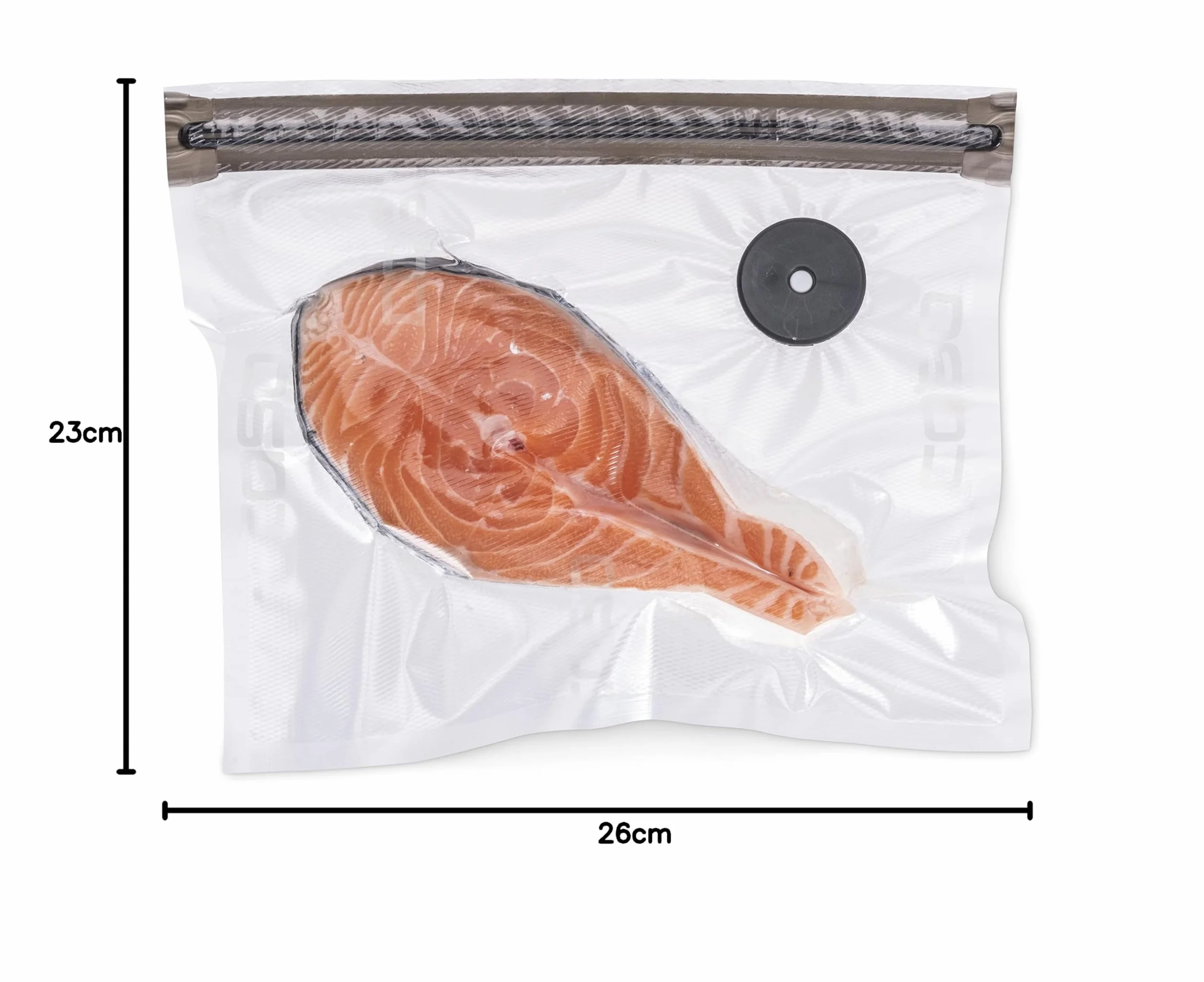 CASO Vacu worki na zamek błyskawiczny, 26 x 23 cm, 20 worków, nadają się do SousVide, nie zawierają BPA, wyjątkowo mocne, odporne na rozerwanie, wielokrotnego użytku, do zgrzewarki próżniowej Caso