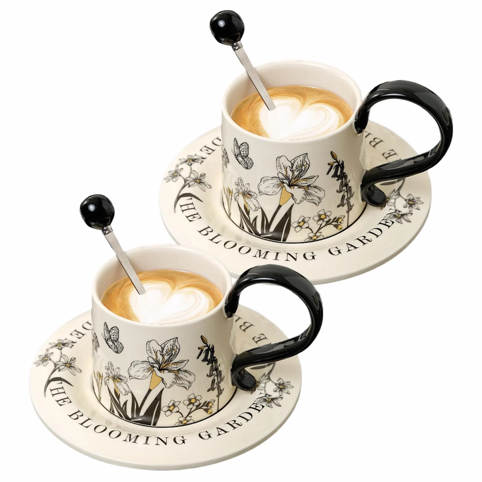 Ceramiczny Kubek do Kawy Zestaw Naczynia do Picia 260 ml ze Spodkami i | Zestaw Kubków Do Kawy Do Cappuccino Mleka Soku Piwa Do Kuchni Kawiarni Restauracji Domu Na Urodziny I Boże Narod