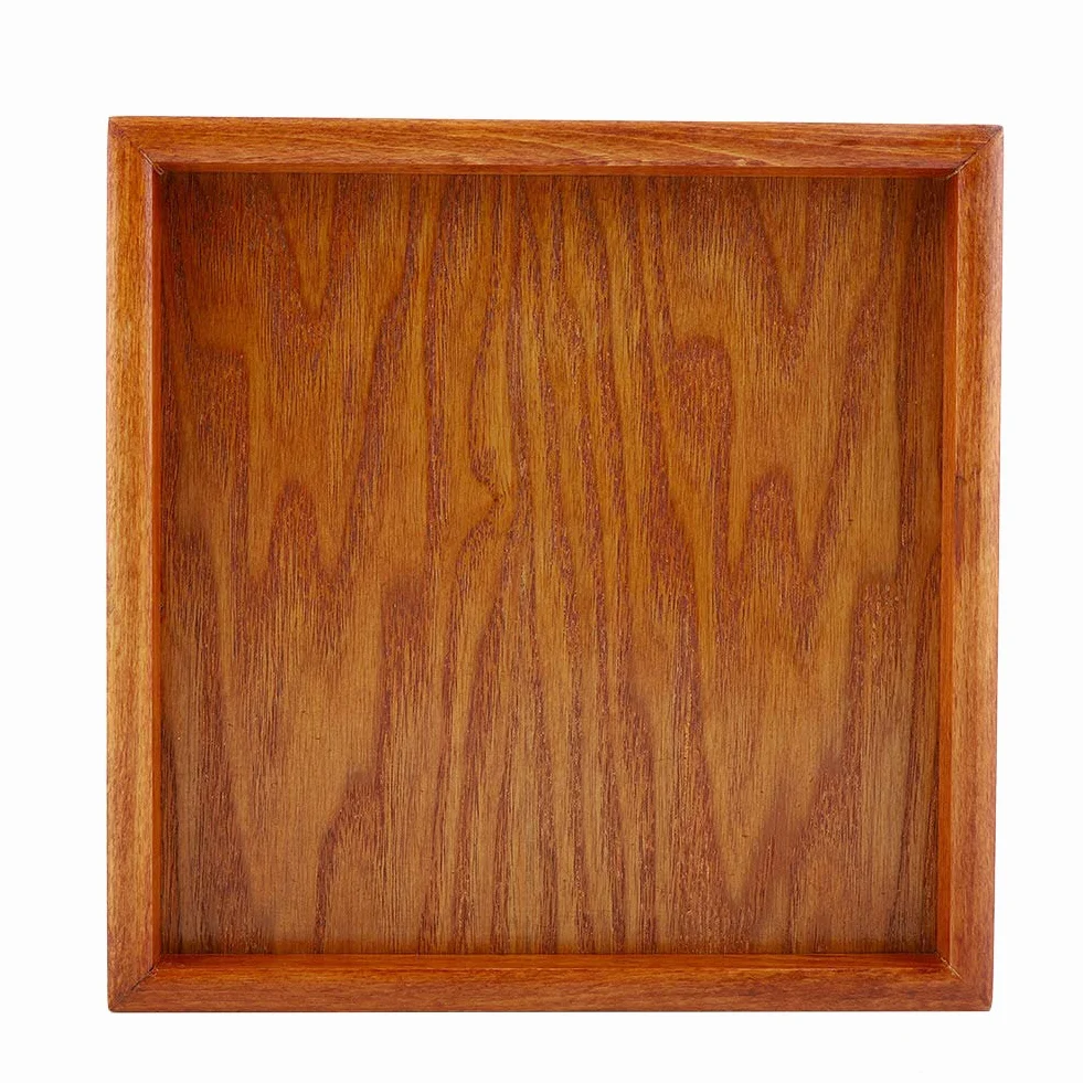 Kwadratowa taca z litego drewna dekoracyjna do serwowania 22 x 22 cm