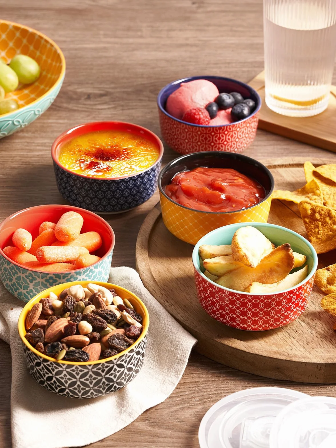 DOWAN Creme Brulee 6-częściowy zestaw miseczek do sufletu, 120 ml, porcelanowe foremki do sufletów, małe naczynie do zapiekanek, miski Ragout Fin, nadają się do kuchenki mikrofalowej, Airfryera i