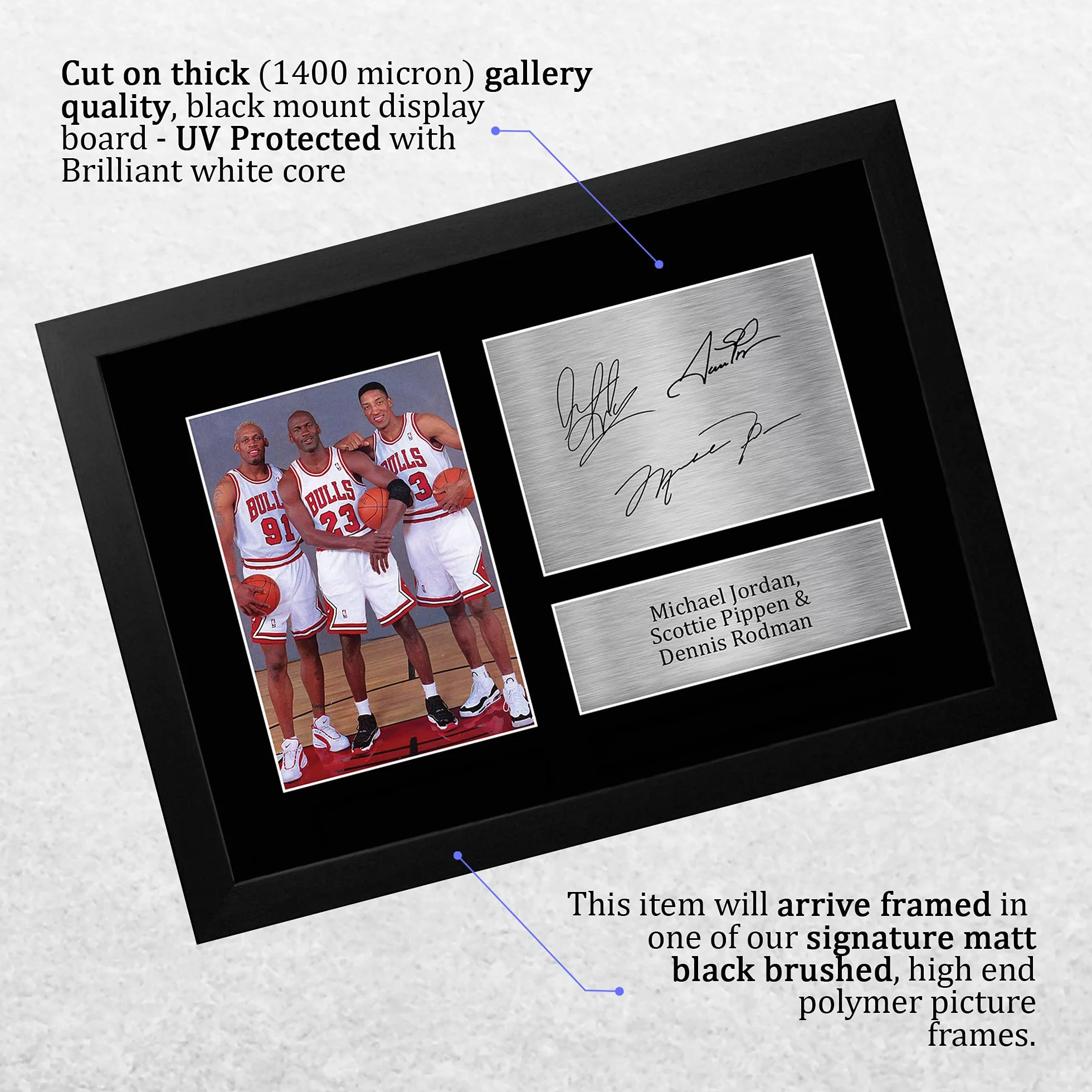 Michael Jordan Dennis Rodman Scottie Pippen Chicago Bulls A4 Podpisane Zdjęcie Z Autografem Pamiątka Koszykarska