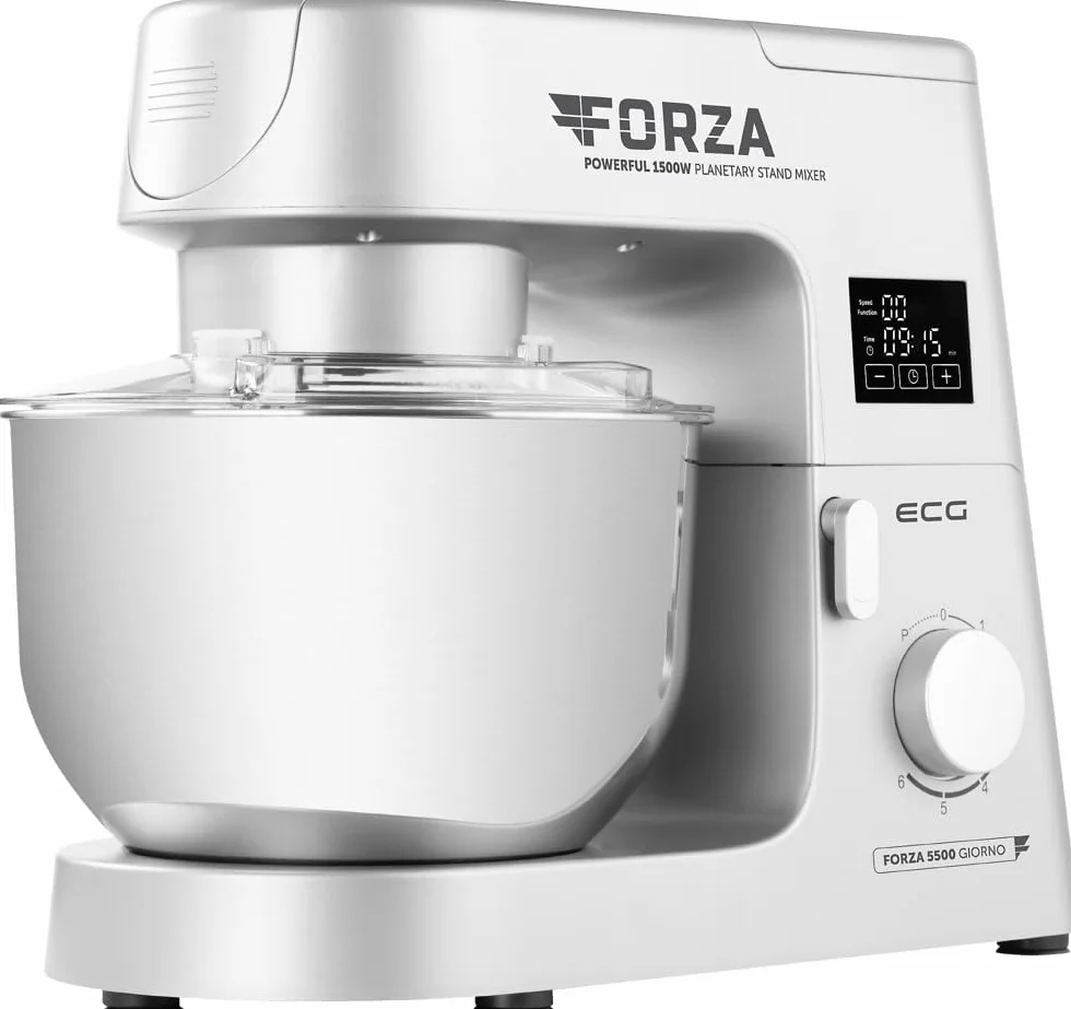 ECG FORZA 5500 Day srebrny robot kuchenny 1500 W, wyświetlacz LED srebrny