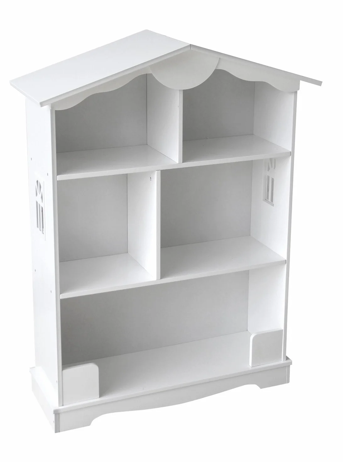 leomark Drewniany regał na zabawki i książki, biały regał na książki dla dzieci 76 x 30 x 101 cm, półka do przechowywania, organizer w kształcie domu do sypialni lub pokoju zabaw