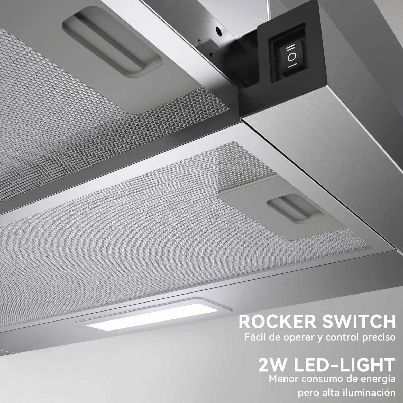 Hermitlux Okap kuchenny 60 cm, płaski okap wywiewany/obieg powietrza z filtrem z węglem aktywnym, strumień powietrza 360 m³/h, oświetlenie LED, 65 dB
