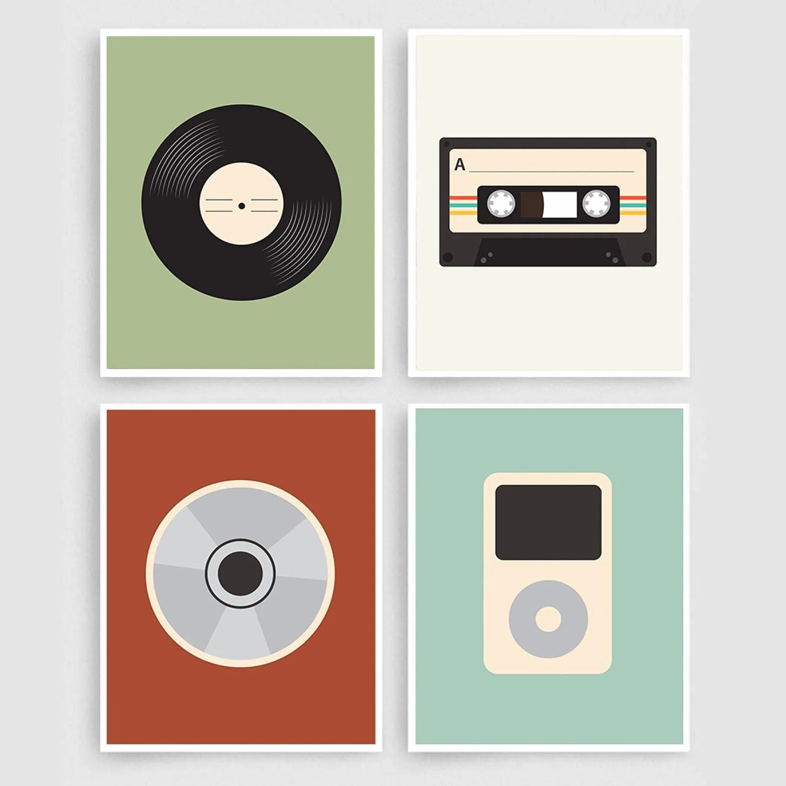 Retro muzyka kaseta płyta CD MP3 plakat druk muzyka sztuka ścienna płótno do dekoracji pokoju chłopca 60 x 80 cm 4 szt. rama wewnętrzna