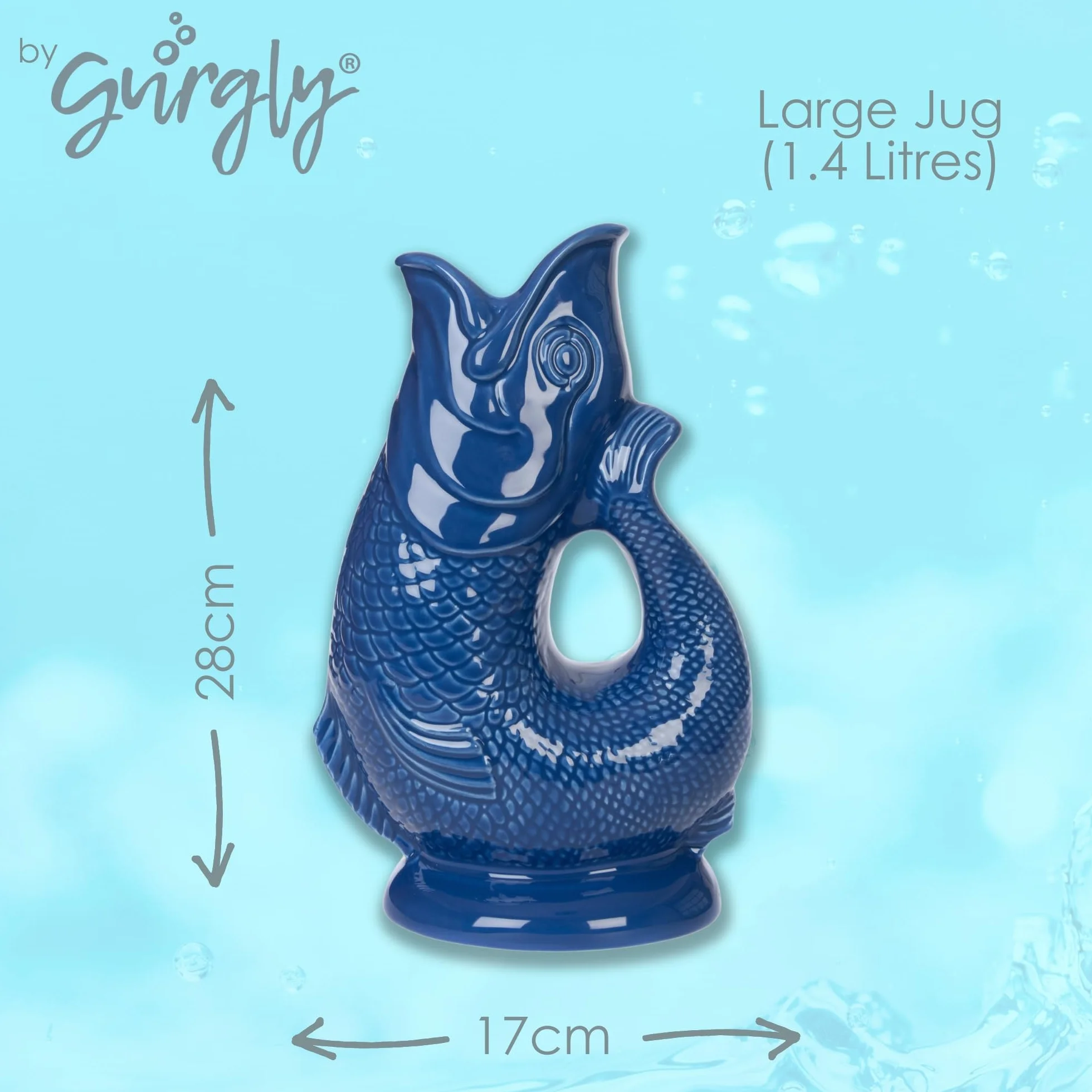 Iconic Sage Green Glug Dzbanek Duży 28 cm 1,4 l - Dzbanek na Wodę Rybną, Dekoracyjny Wazon Ryby, Ozdoba, Karafka