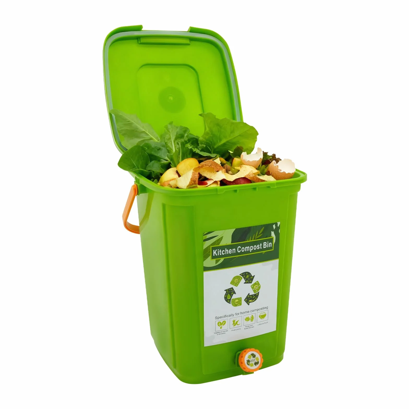 Ekologiczne wiadro 20 l – kosz na odpady organiczne, kuchnia z podwójną pokrywką, płyta filtrująca, kran odpływowy i zamknięcie zapachowe, duży kosz na odpady organiczne, kompost, wiadro ekologiczne