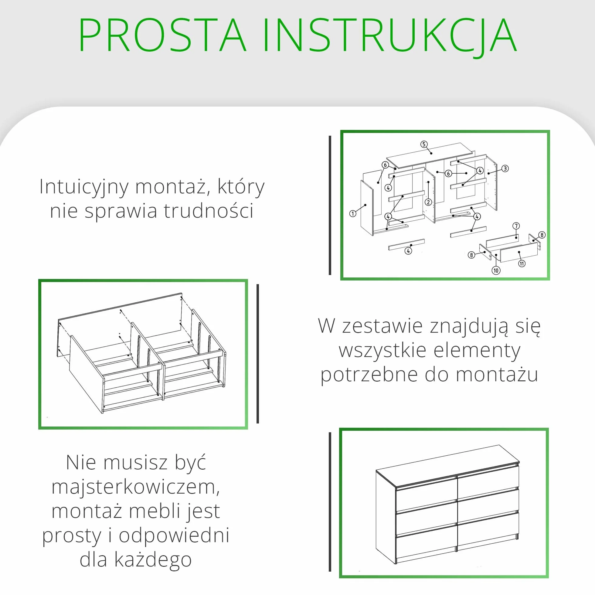 CDF Komoda biała z 6 szufladami, głębokość 30 cm, komoda, do salonu, sypialni, szafka z szufladami, dużo miejsca do przechowywania, odpowiedni organizer na ubrania, szerokość 120 cm, nowoczesny wygląd