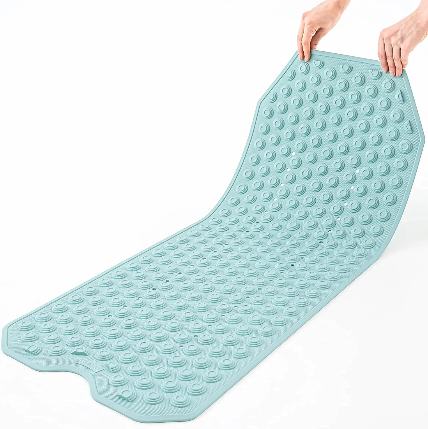 Tatkraft Secure gumowa mata łazienkowa z 153 mocnymi przyssawkami, bezpieczeństwo dla seniorów i dzieci, powłoka antypoślizgowa, 40 x 103 cm, niebieska