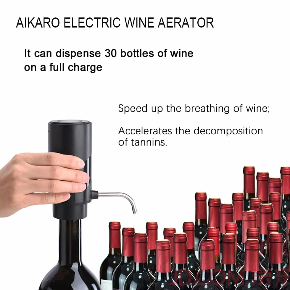 AIKARO - Elektryczny Aerator do Wina Rozlewacz Ładowalny Automatyczny Elektroniczny Dekanter