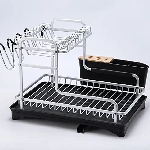 suszarka do naczyń 5 w 1 aluminiowa suszarka do naczyń kuchennych zlewozmywak ociekacz talerze miski organizer akcesoria sztućce kieliszki do wina półka do przechowywania suszarka do naczyń