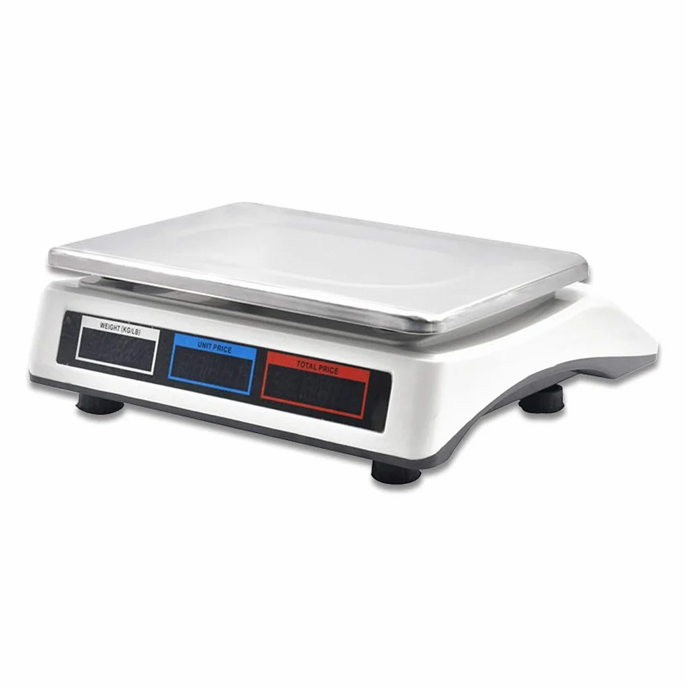 Elektroniczna waga platformowa, 40 kg/5 g, stal nierdzewna, wodoszczelna, cyfrowa waga cenowa, do poczty, przemysłu, sklepu, sklepu