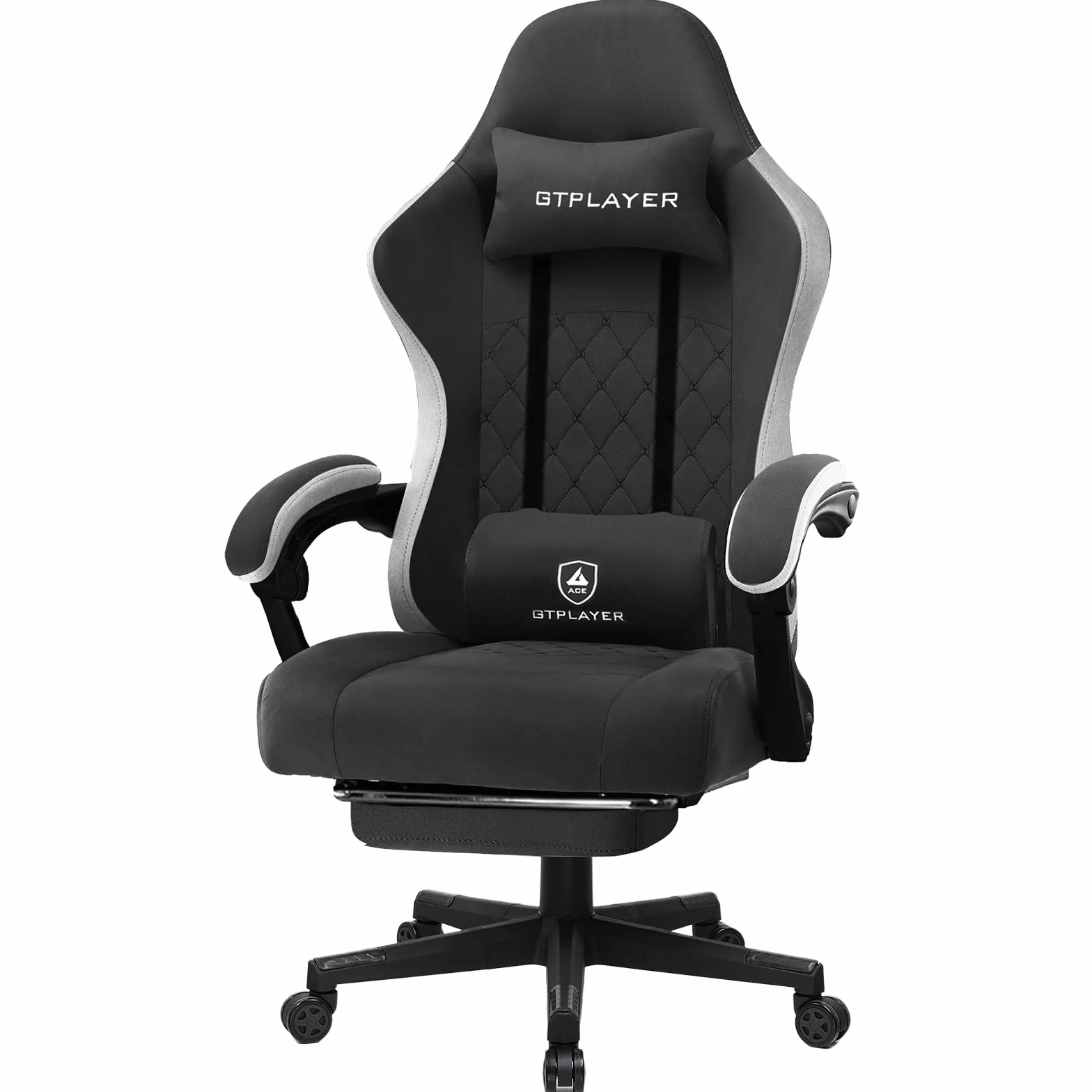 GTPLAYER Fotel gamingowy, komputerowy fotel biurowy z kieszonkową poduszką sprężynową, podłokietnikami i podnóżkiem, ergonomiczne krzesło komputerowe z wysokim oparciem, z podparciem lędźwiowym