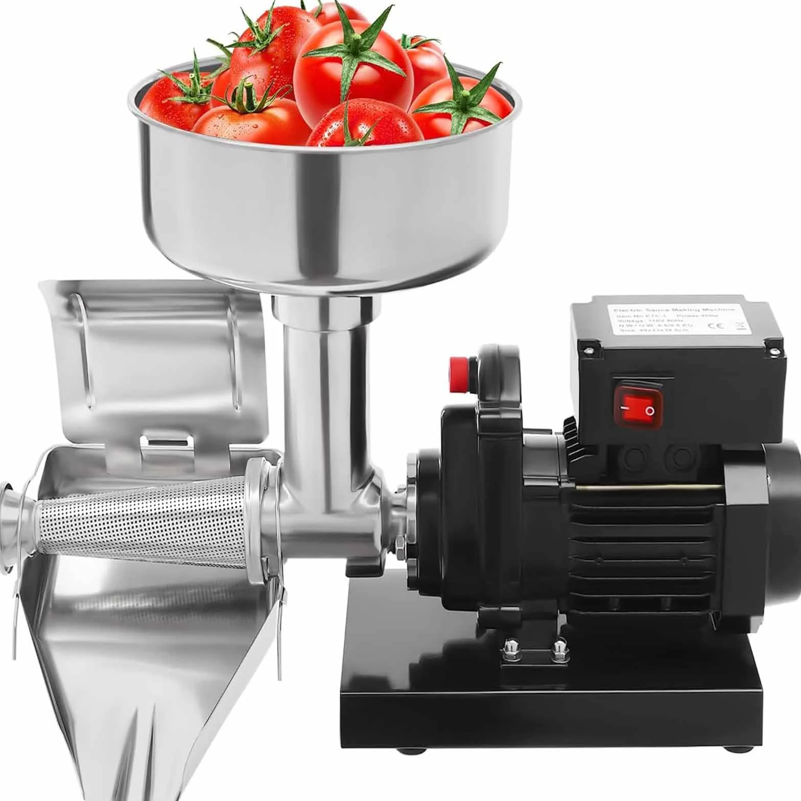 Komercyjna Maszyna Do Mielenia Pomidorów, Elektryczna Maszyna Do Sosu Pomidorowego O Mocy 450 W Z Młynkiem Ze Stali Nierdzewnej, Wydajność Produkcyjna 10 Kg Per 40–60 S, Do Sosu