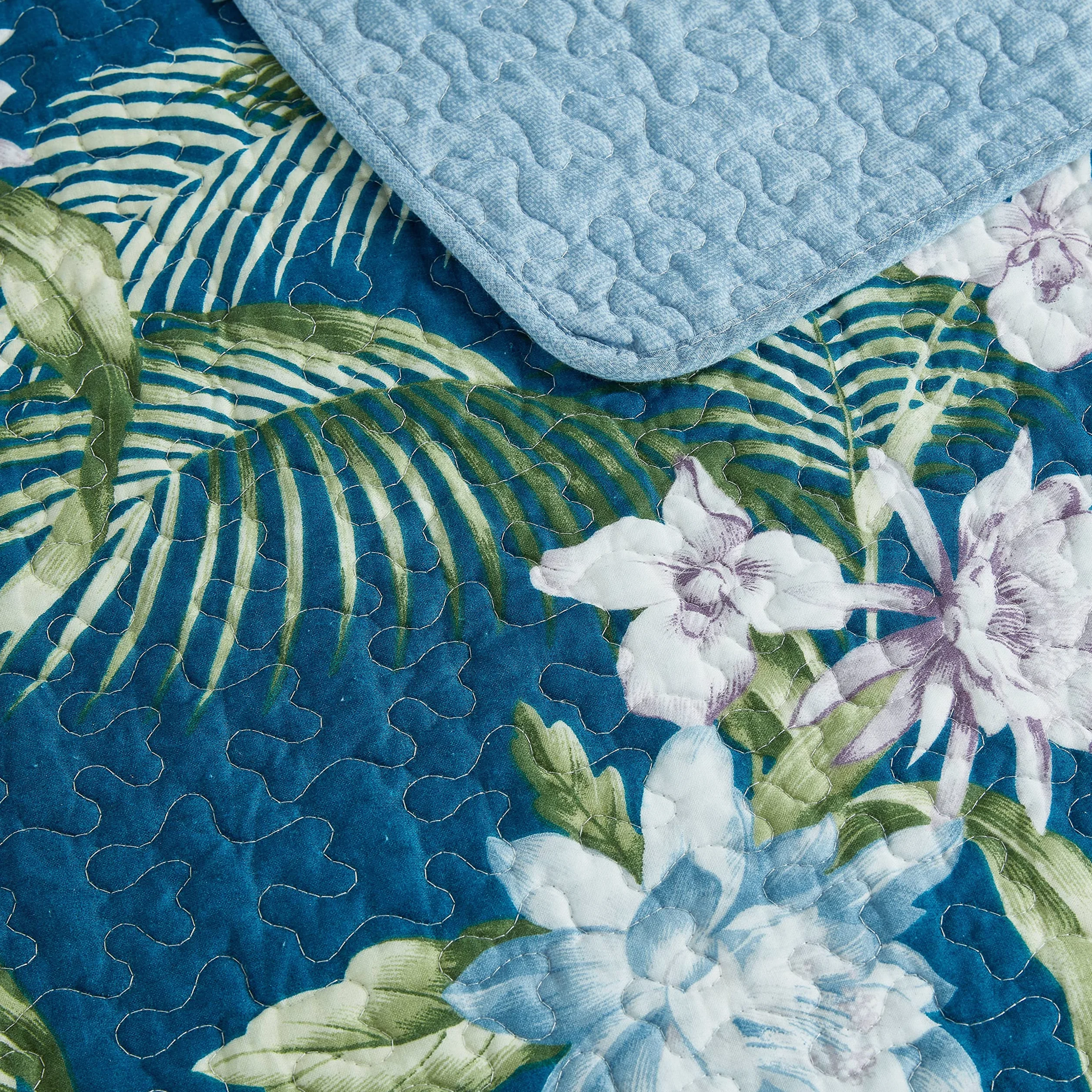 Tommy Bahama | Zestaw kołder - 100, odwracalny, lekki i oddychający, wstępnie sprany dla dodatkowej miękkości, bawełna, ciemnoniebieski, Queen