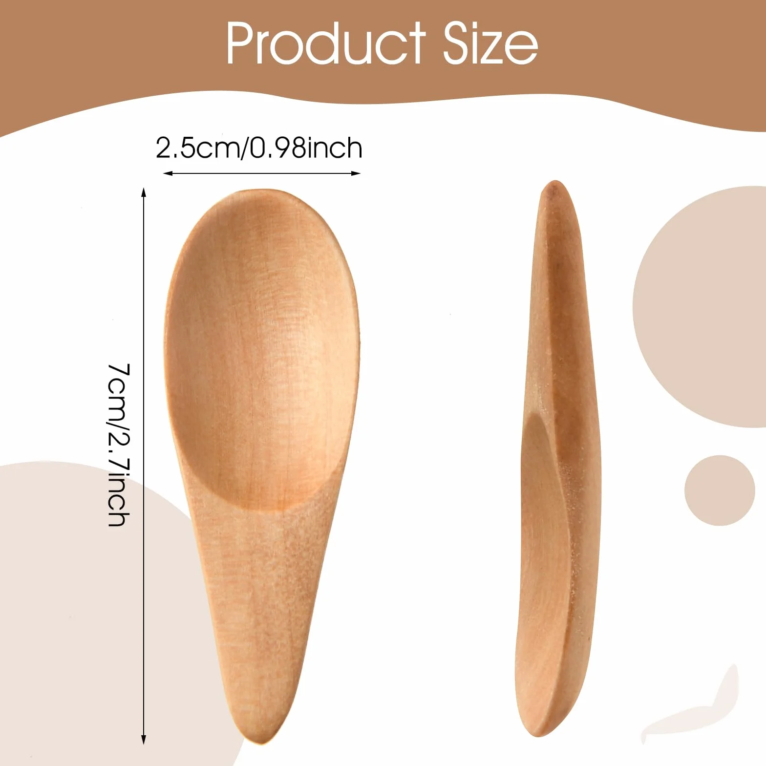 4 Sztuki Mini Drewnianych Łyżek 7 cm - Małe Łyżki do Soli, Przypraw, Cukru, Dżemu, Kawy, Miodu - Deserowe Łyżeczki